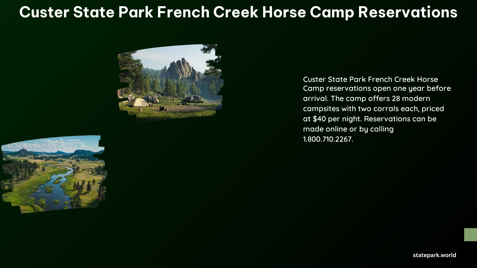 Custer State Park French Creek Horse Camp Reservations