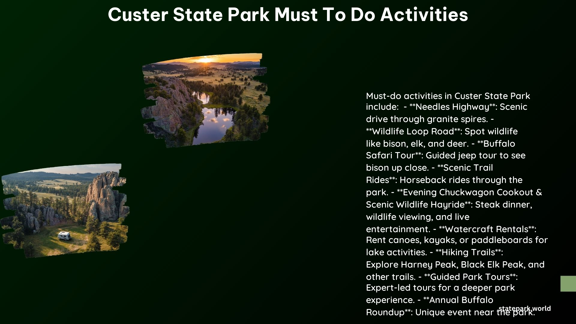 Custer State Park Must to Do Activities