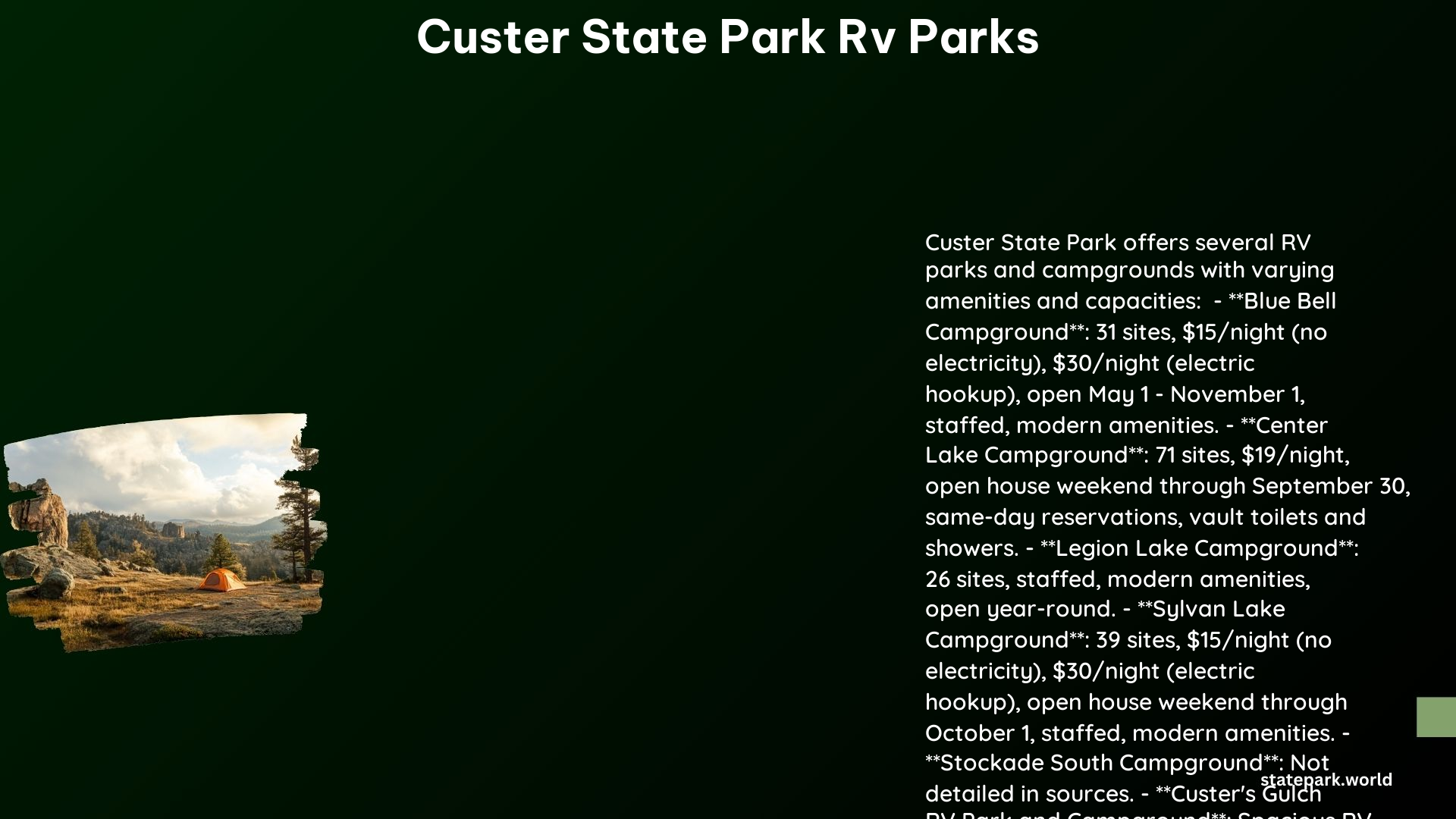 Custer State Park RV Parks