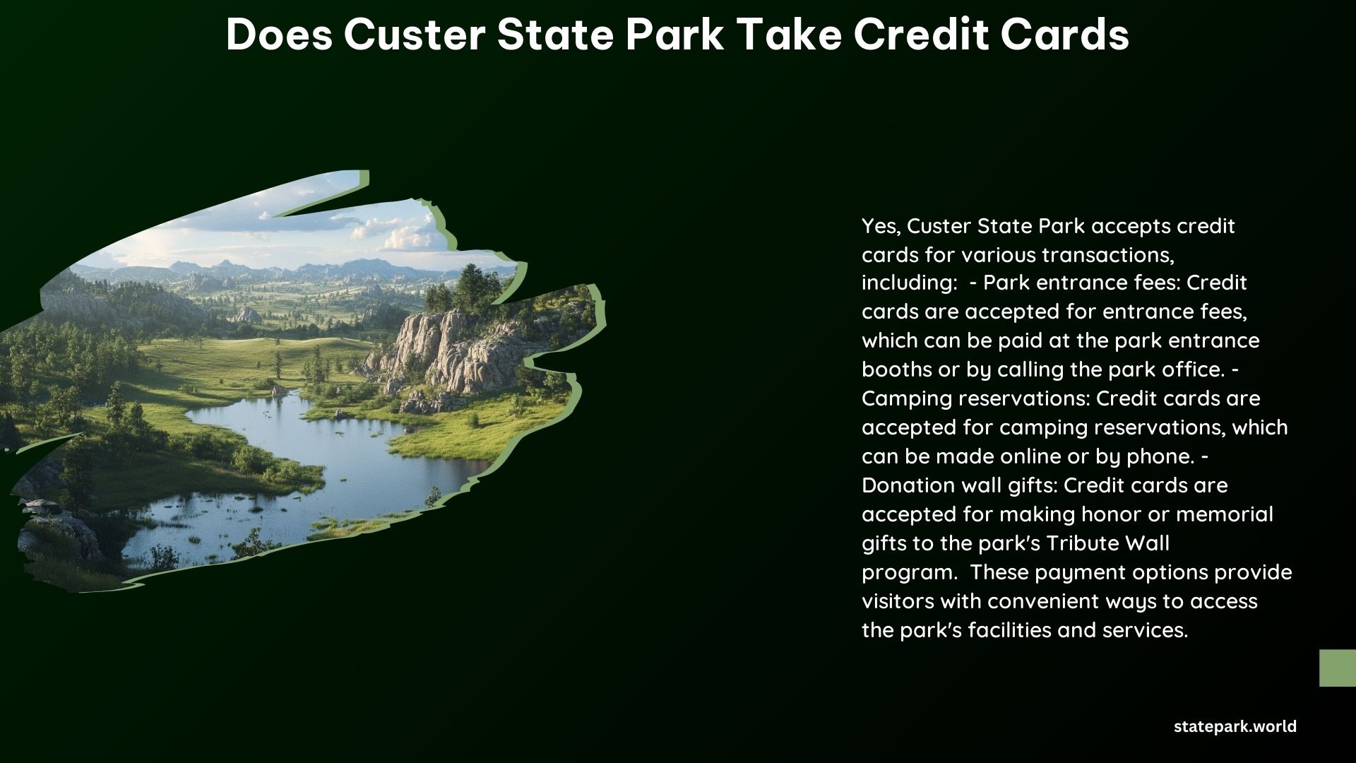 Does Custer State Park Take Credit Cards