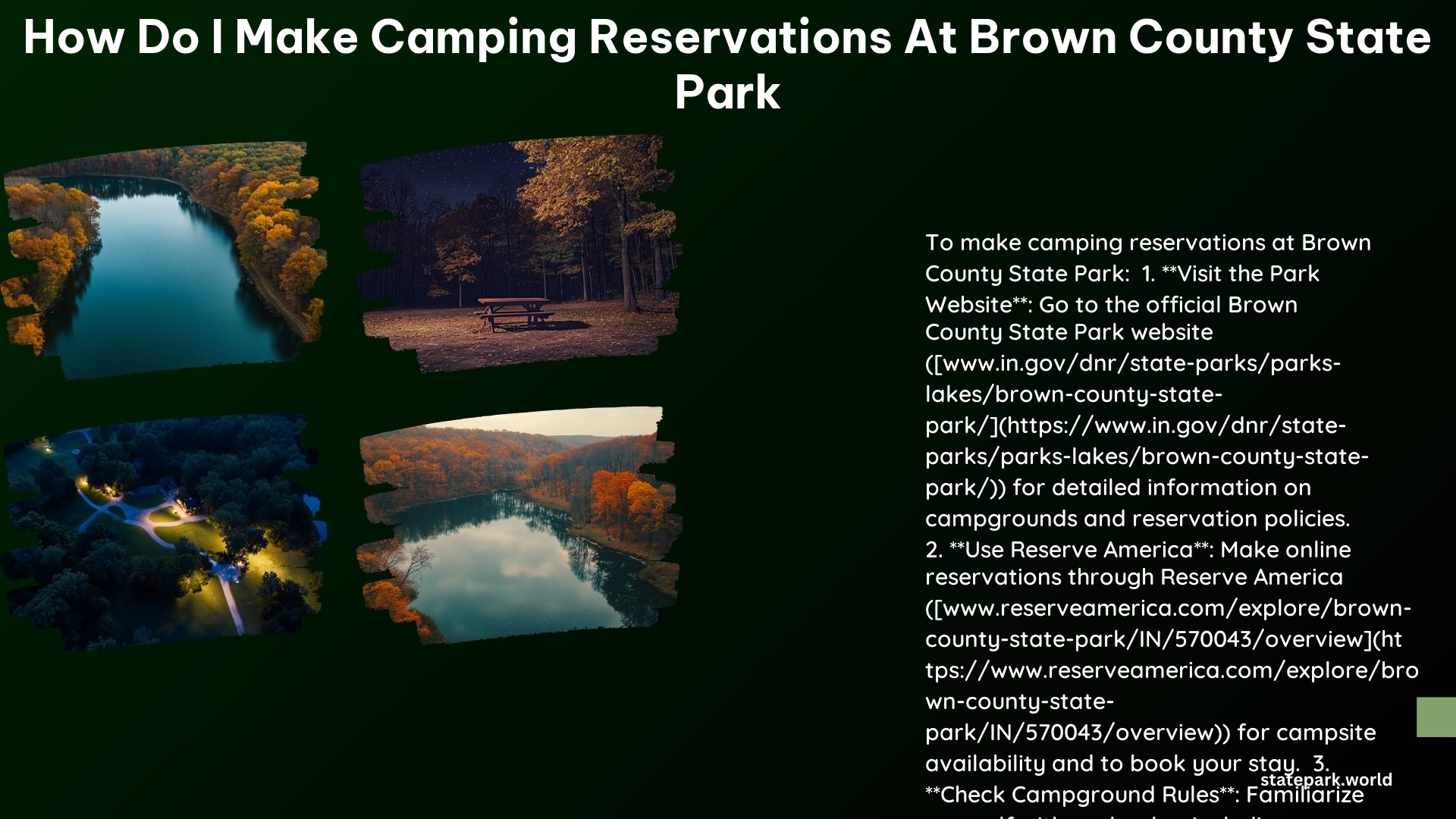 How Do I Make Camping Reservations at Brown County State Park