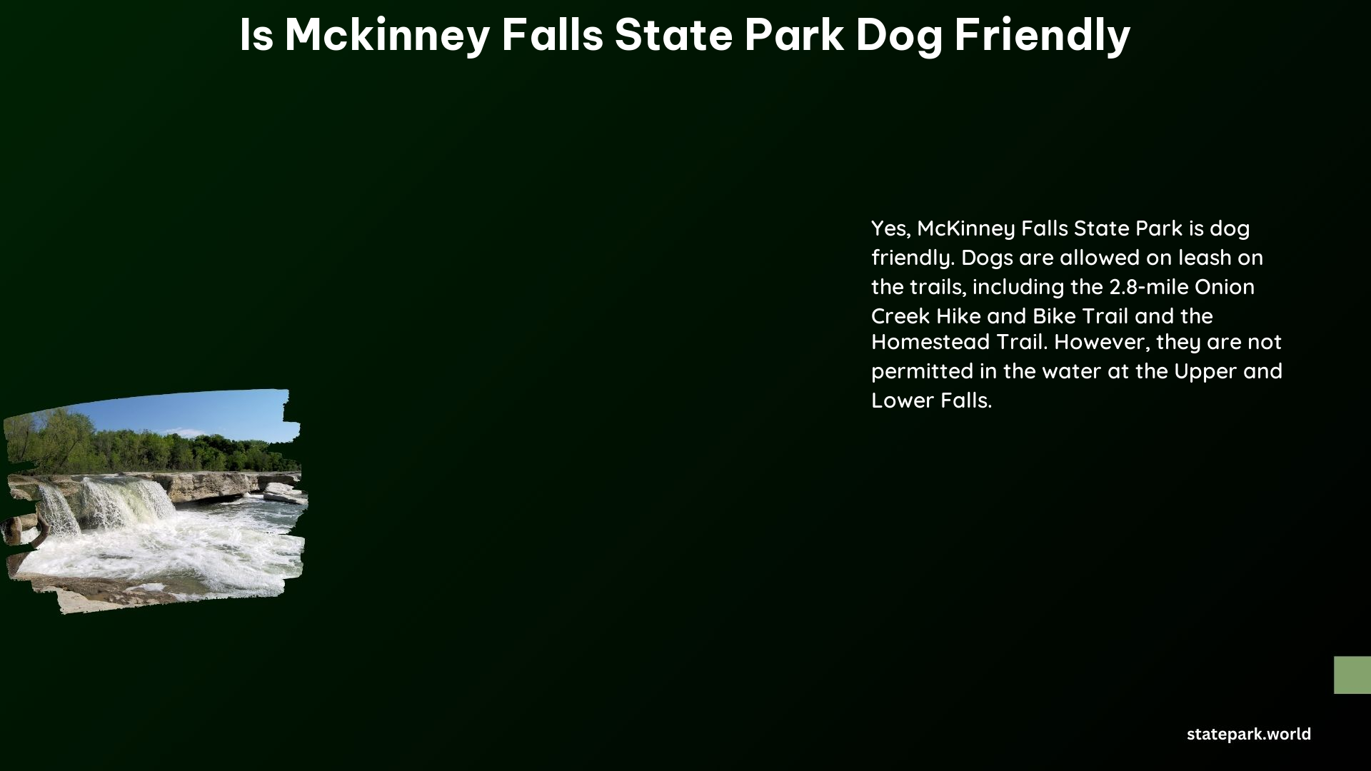 Is McKinney Falls State Park Dog Friendly