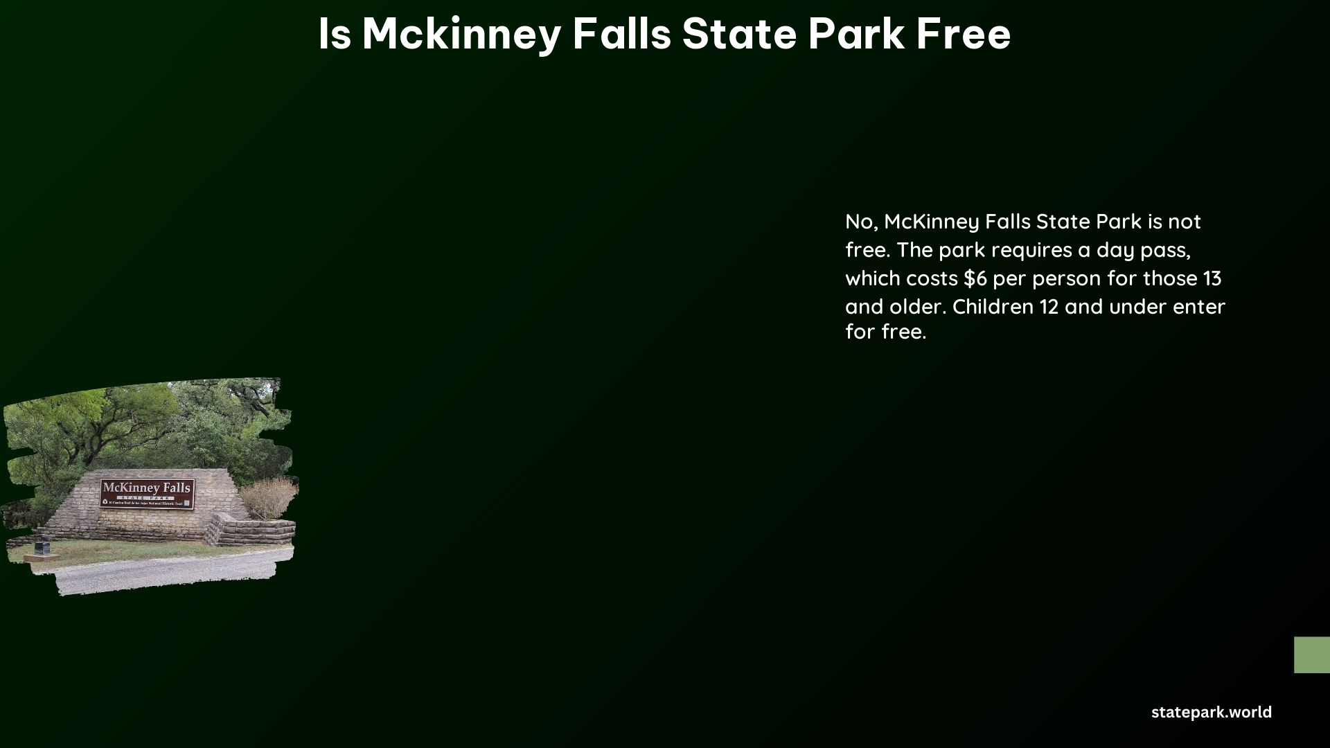 Is McKinney Falls State Park Free