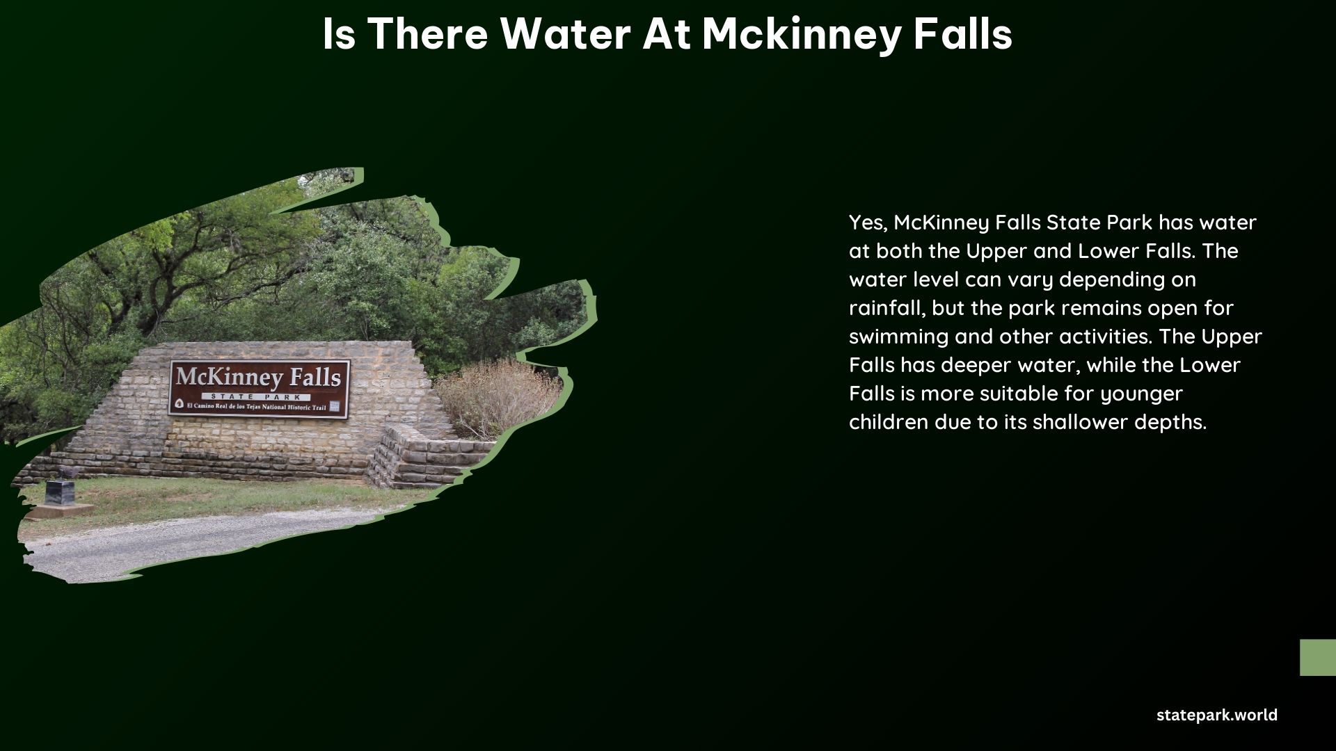 Is There Water at McKinney Falls