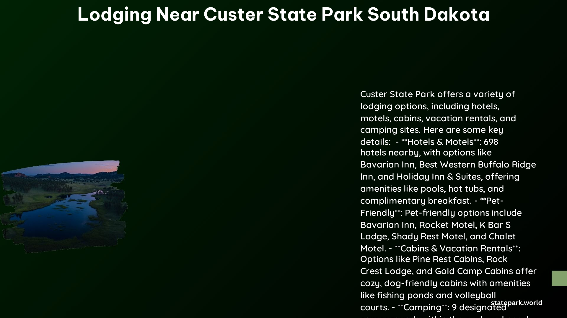 Lodging Near Custer State Park South Dakota