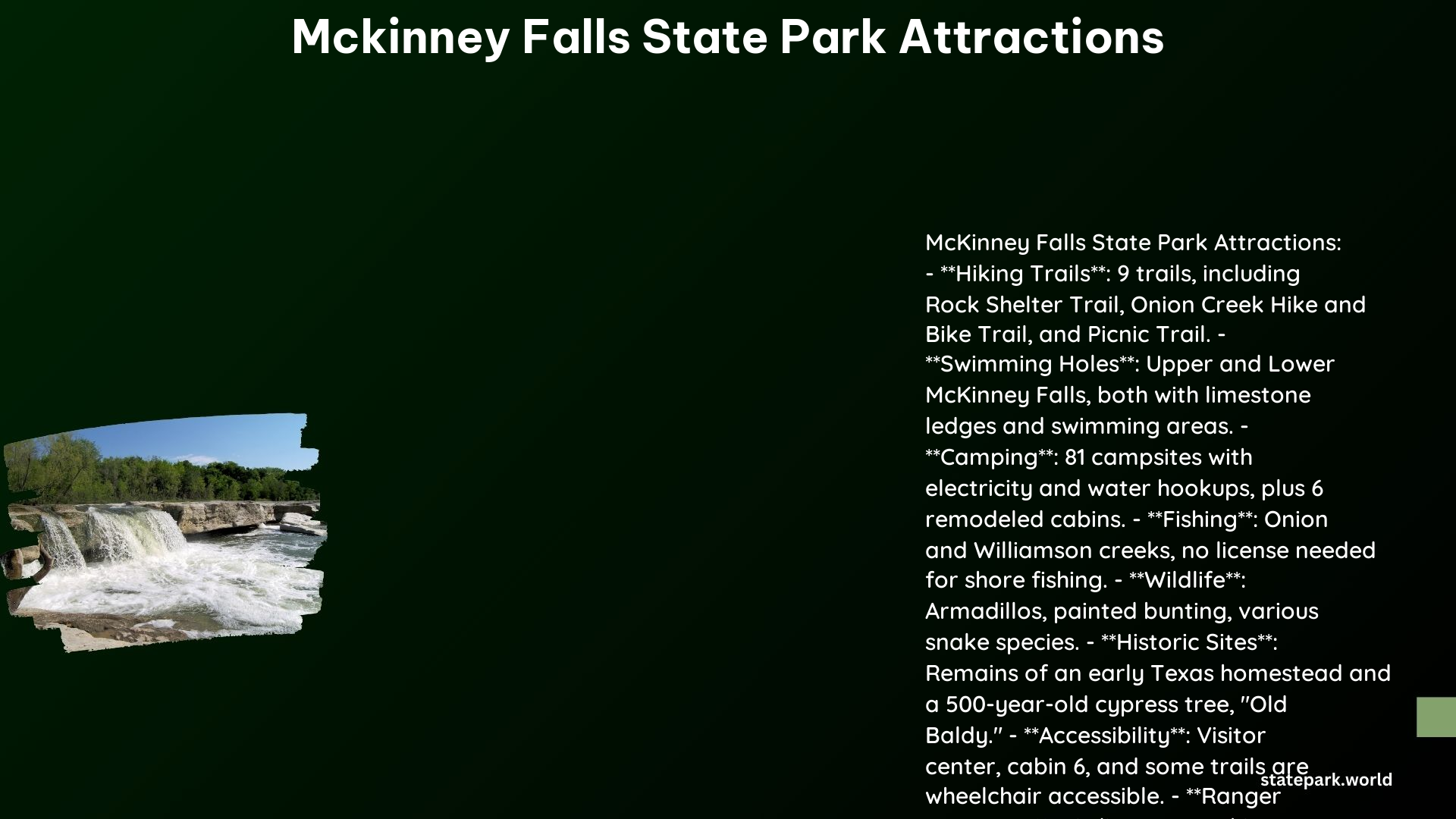 McKinney Falls State Park Attractions