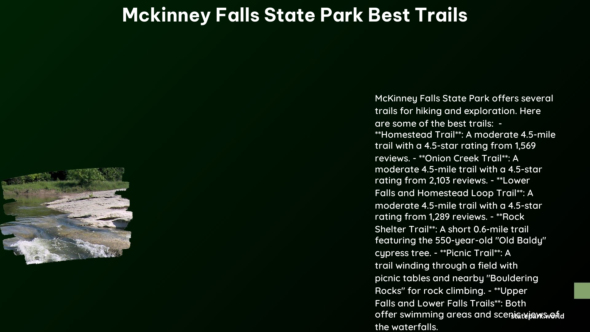 McKinney Falls State Park Best Trails