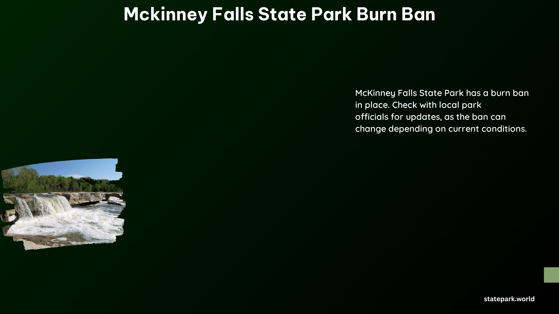 McKinney Falls State Park Burn Ban