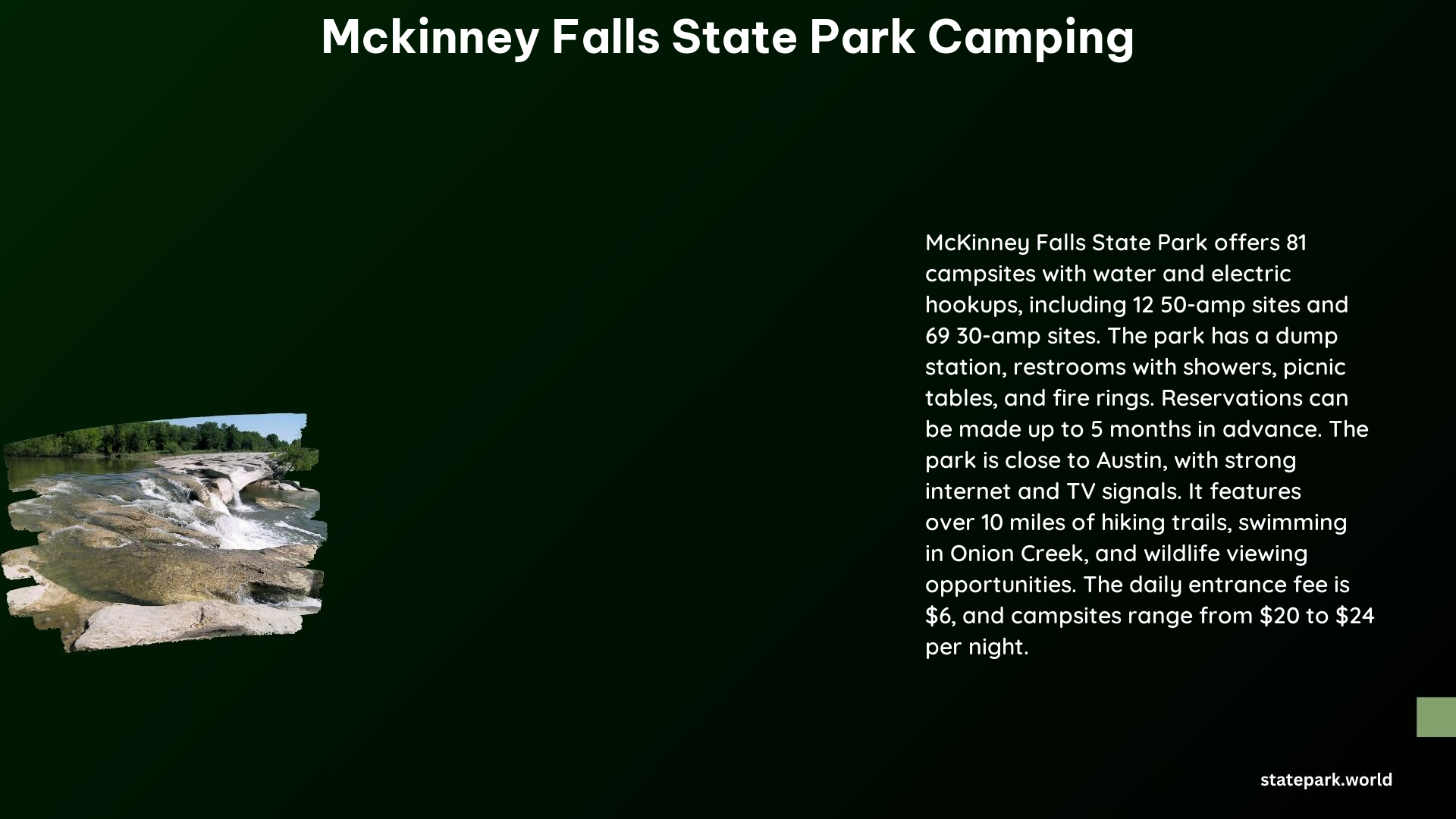 McKinney Falls State Park Camping