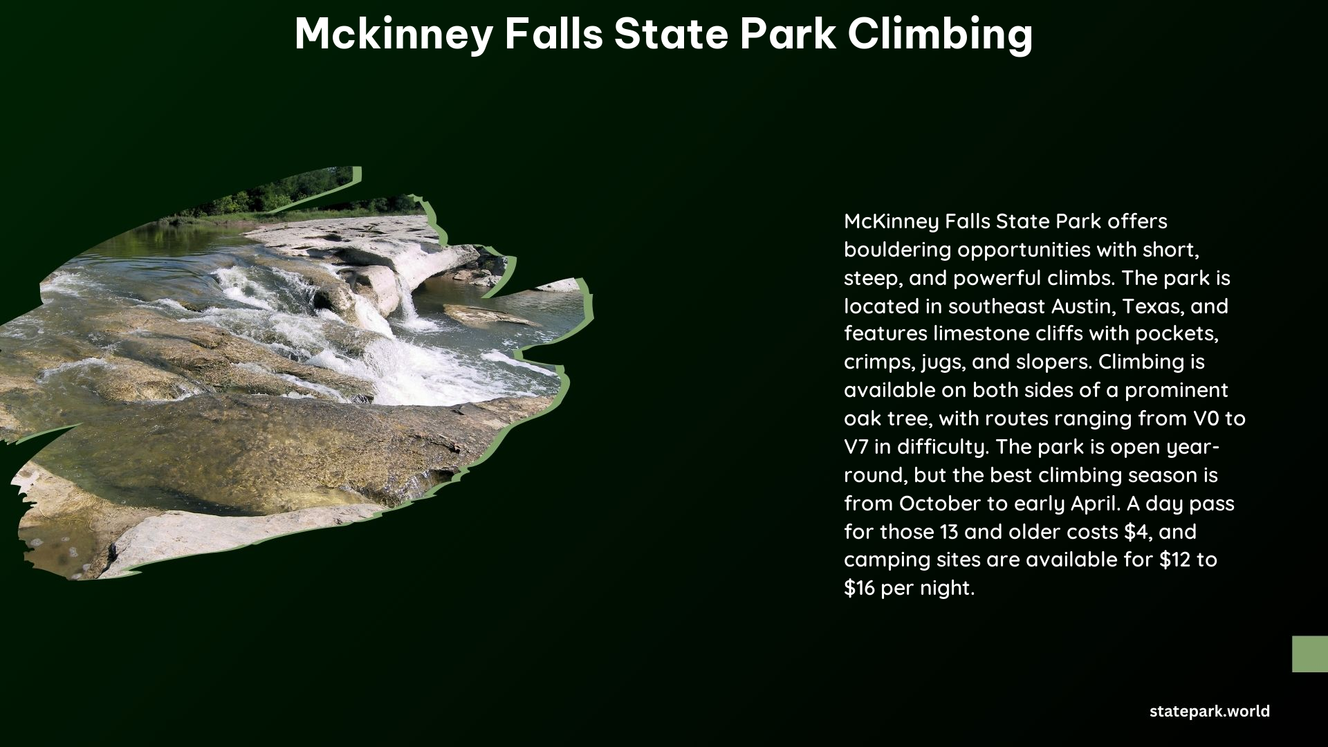 McKinney Falls State Park Climbing