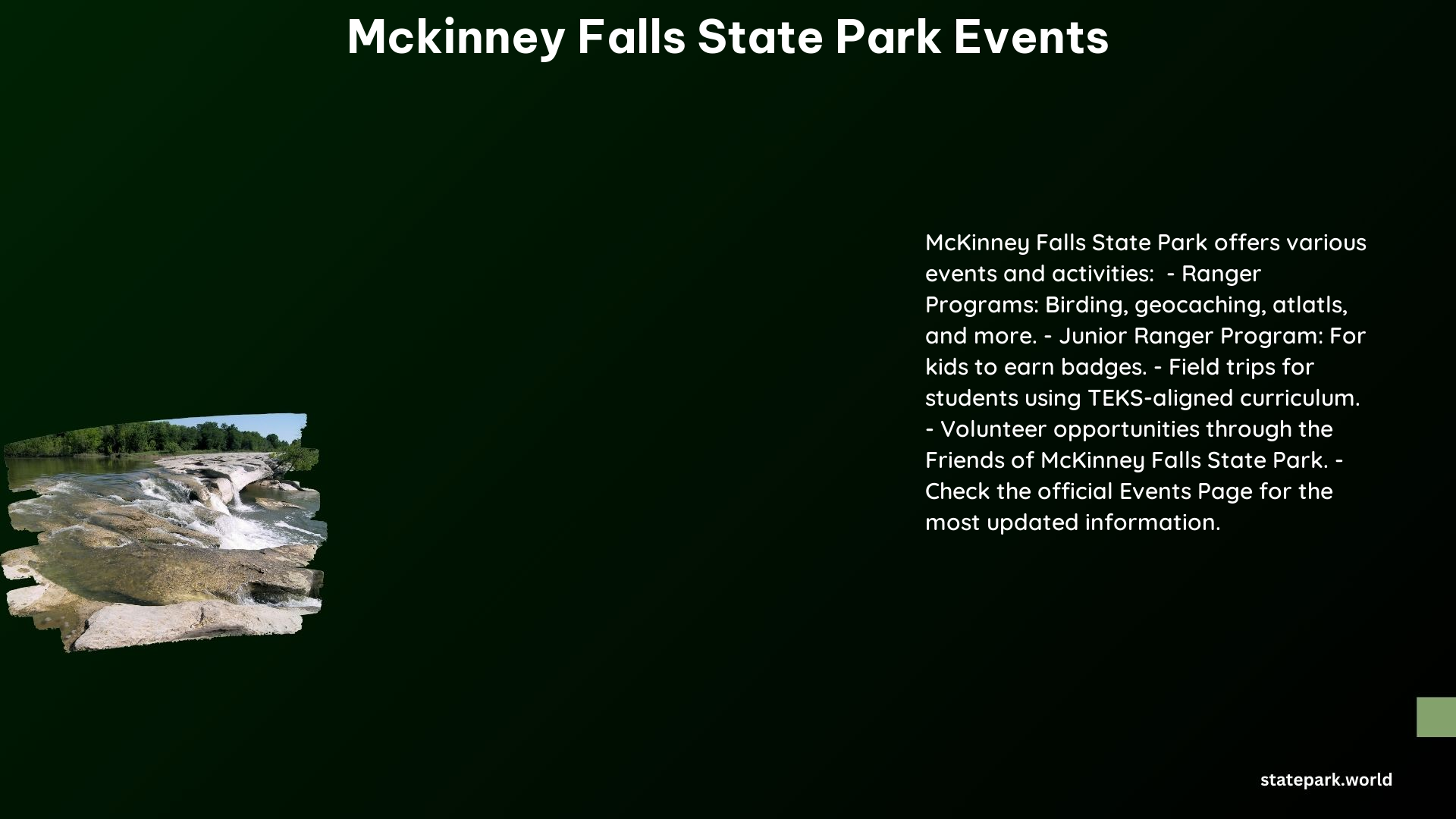 McKinney Falls State Park Events