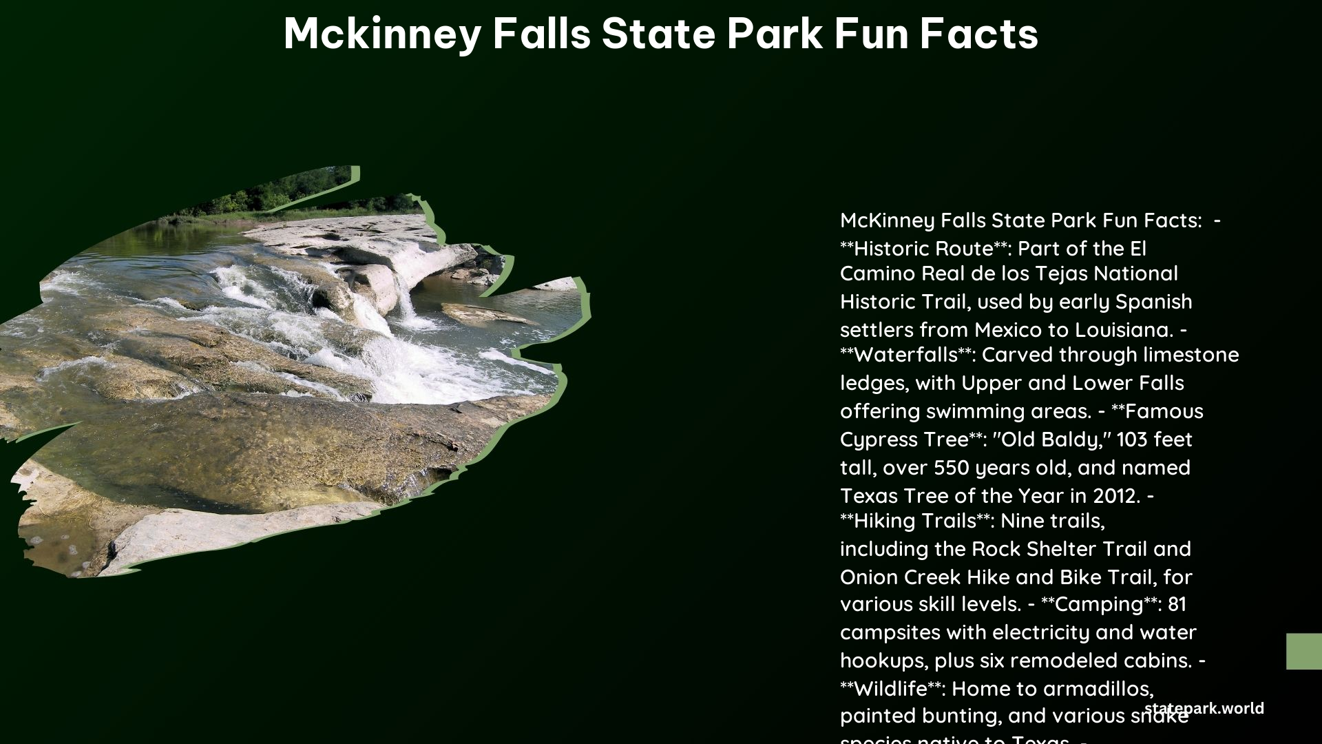 McKinney Falls State Park Fun Facts