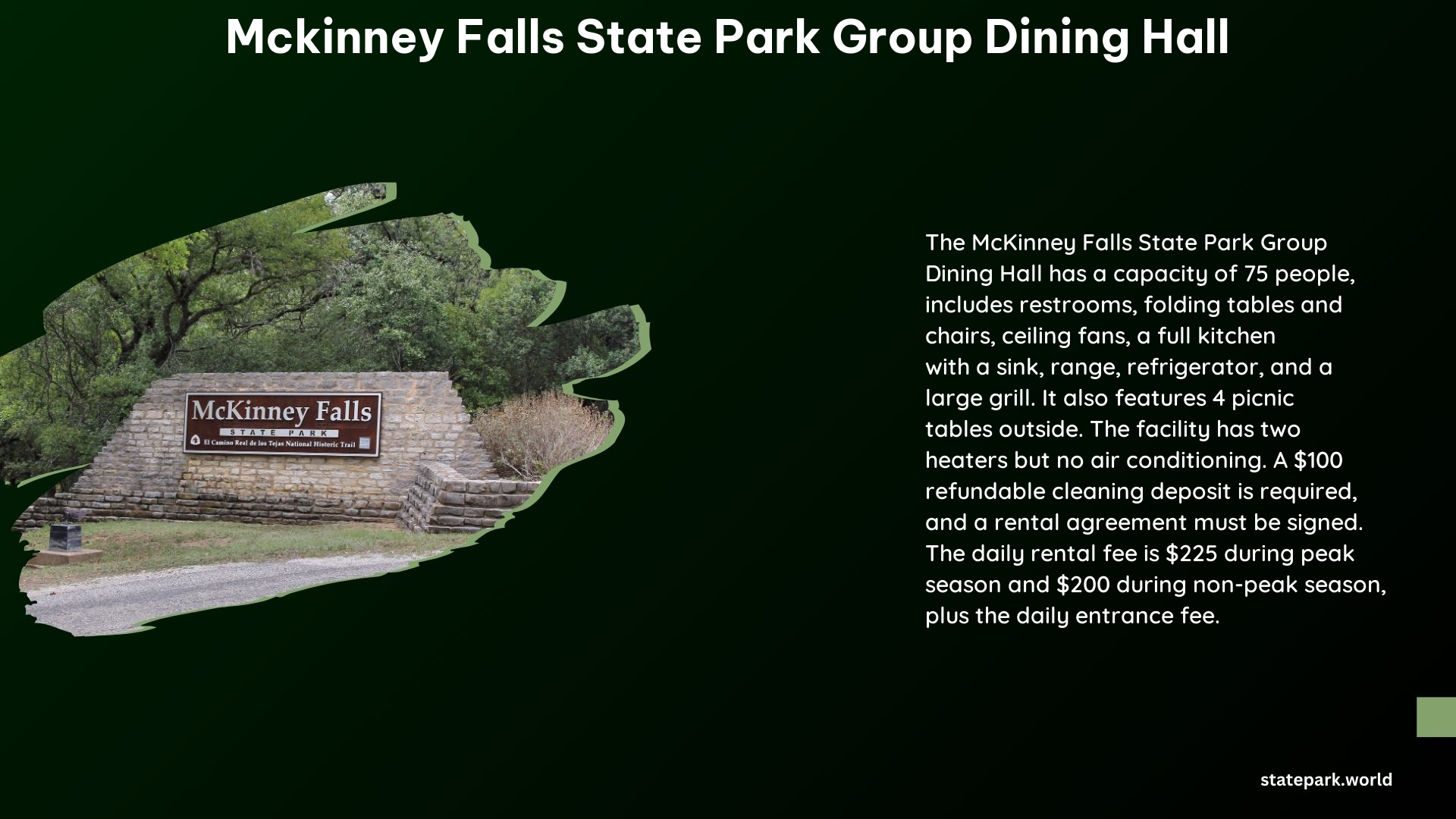 McKinney Falls State Park Group Dining Hall