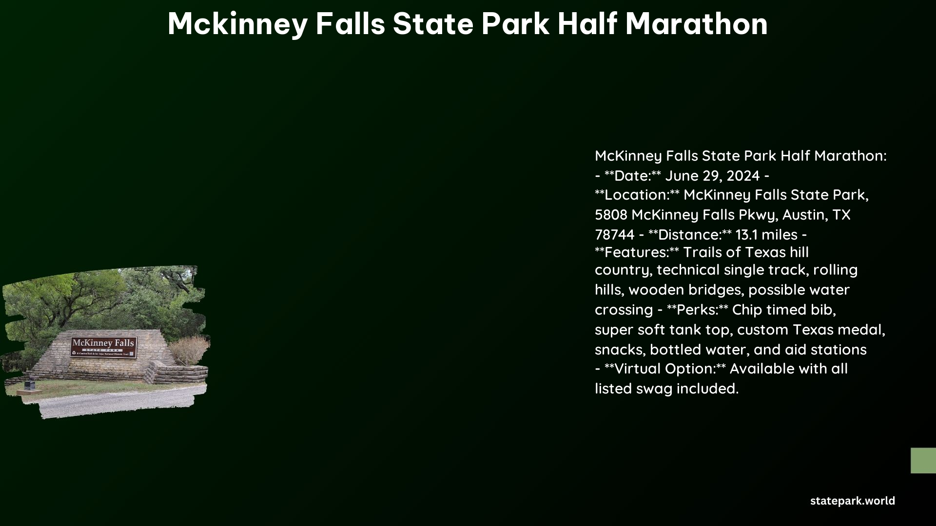 McKinney Falls State Park Half Marathon