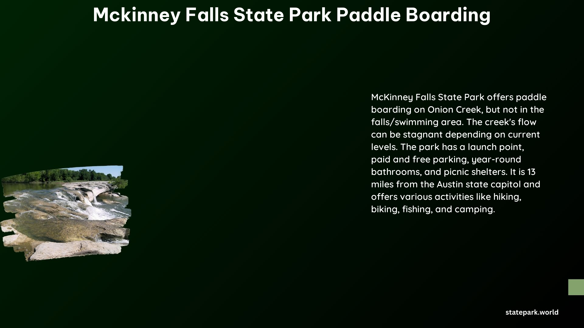 McKinney Falls State Park Paddle Boarding