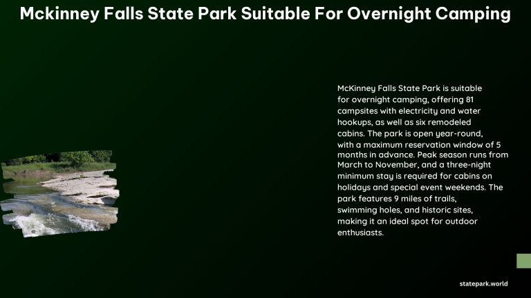 McKinney Falls State Park Suitable for Overnight Camping