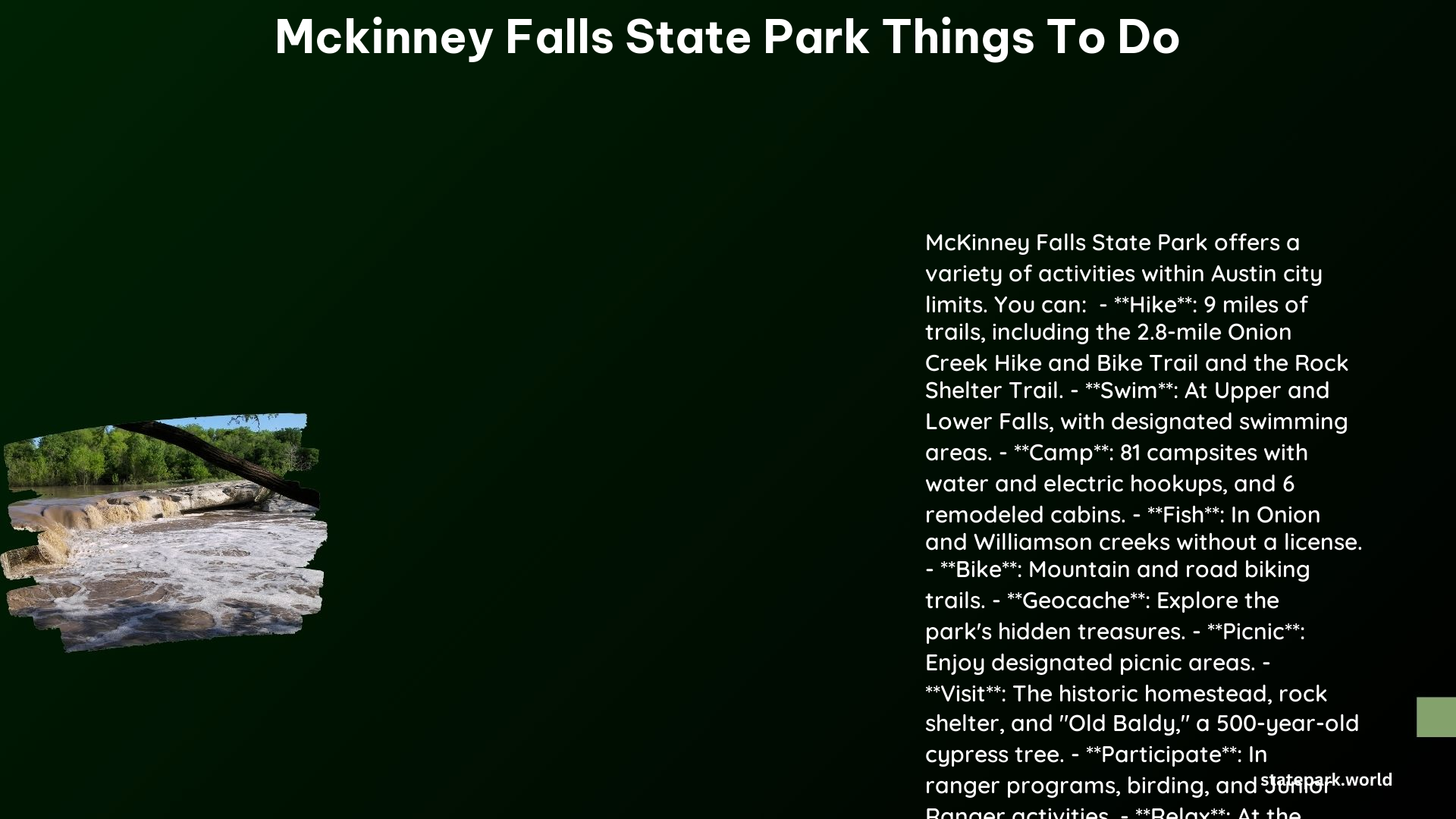 McKinney Falls State Park Things to Do