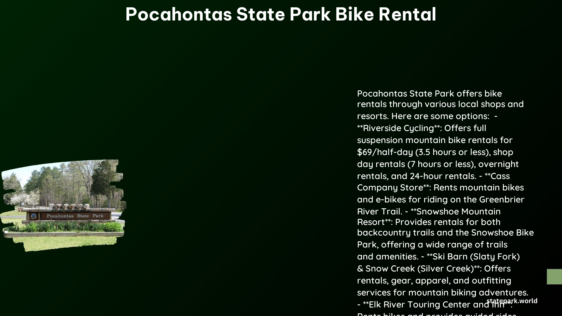 Pocahontas State Park Bike Rental