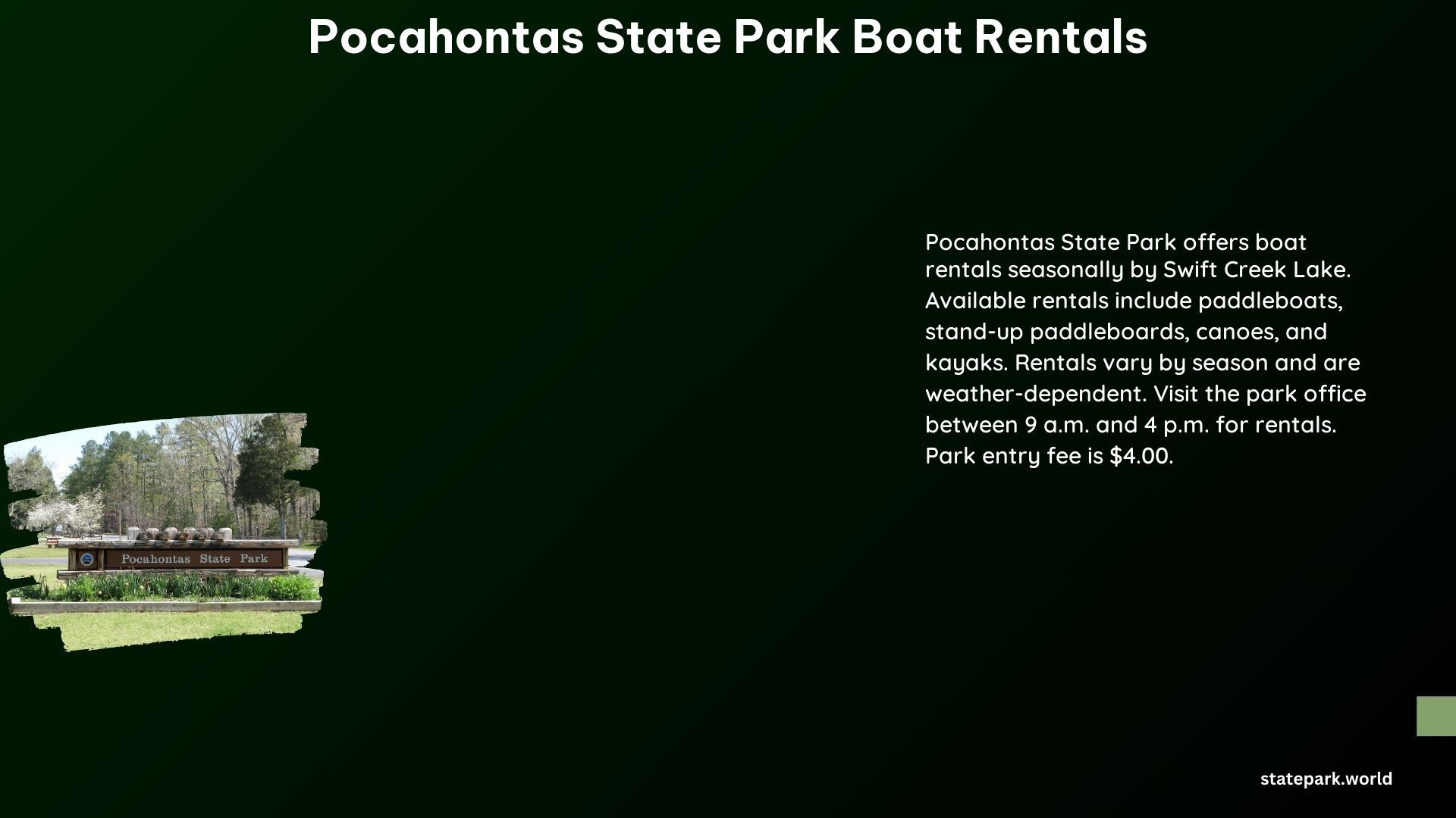 Pocahontas State Park Boat Rentals