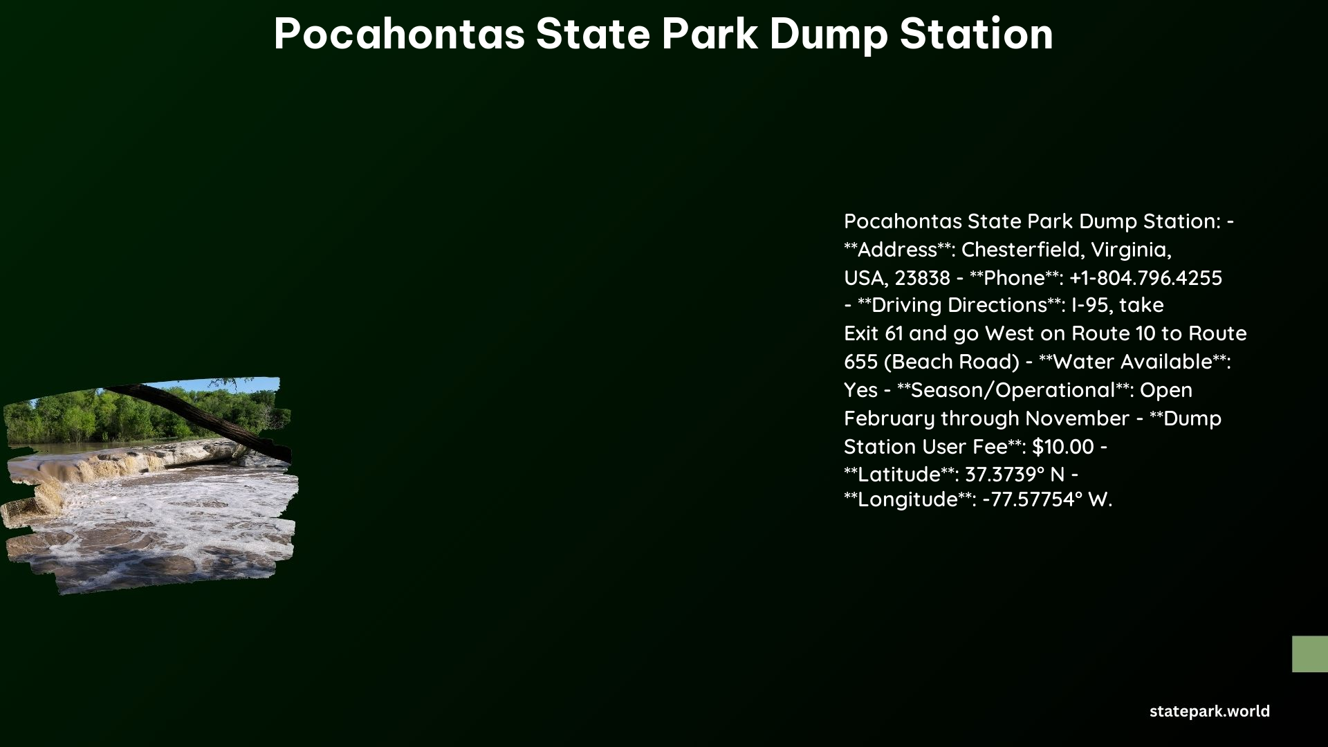 Pocahontas State Park Dump Station