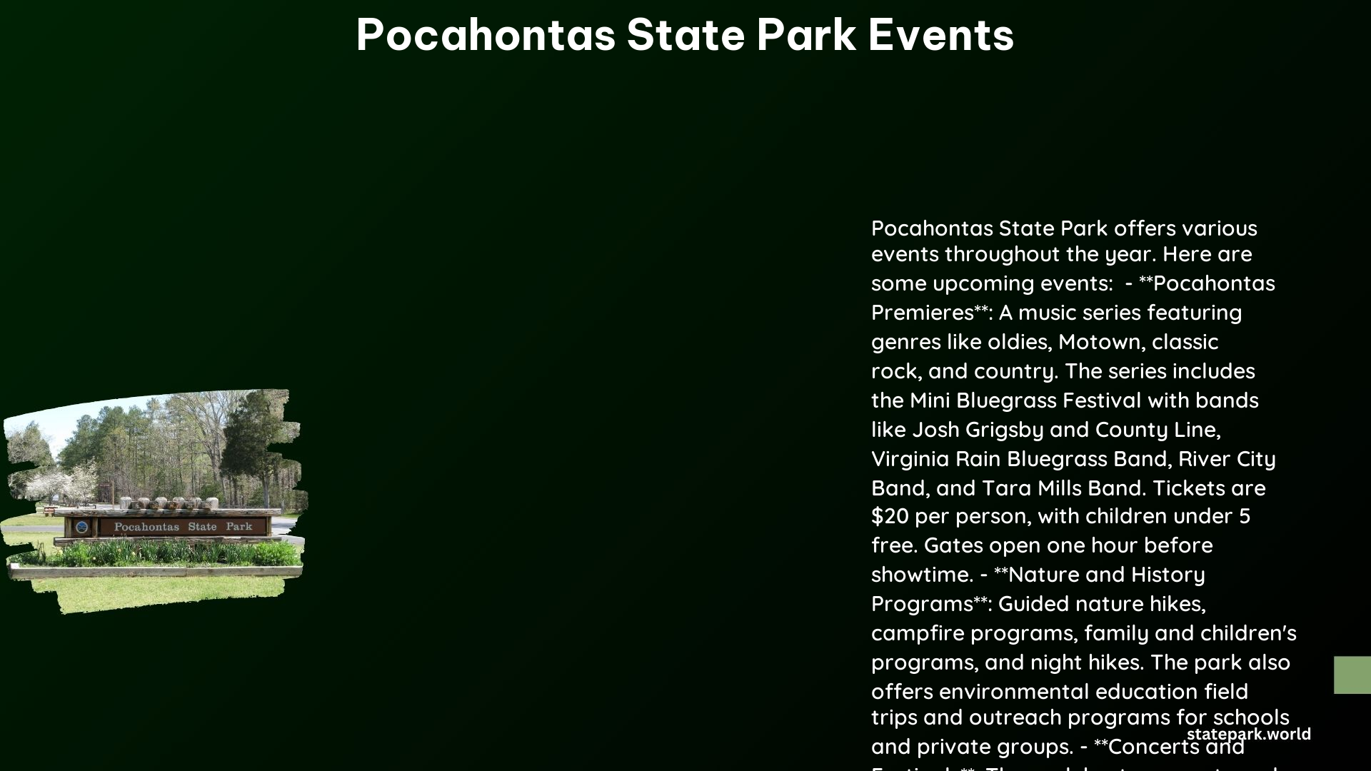 Pocahontas State Park Events