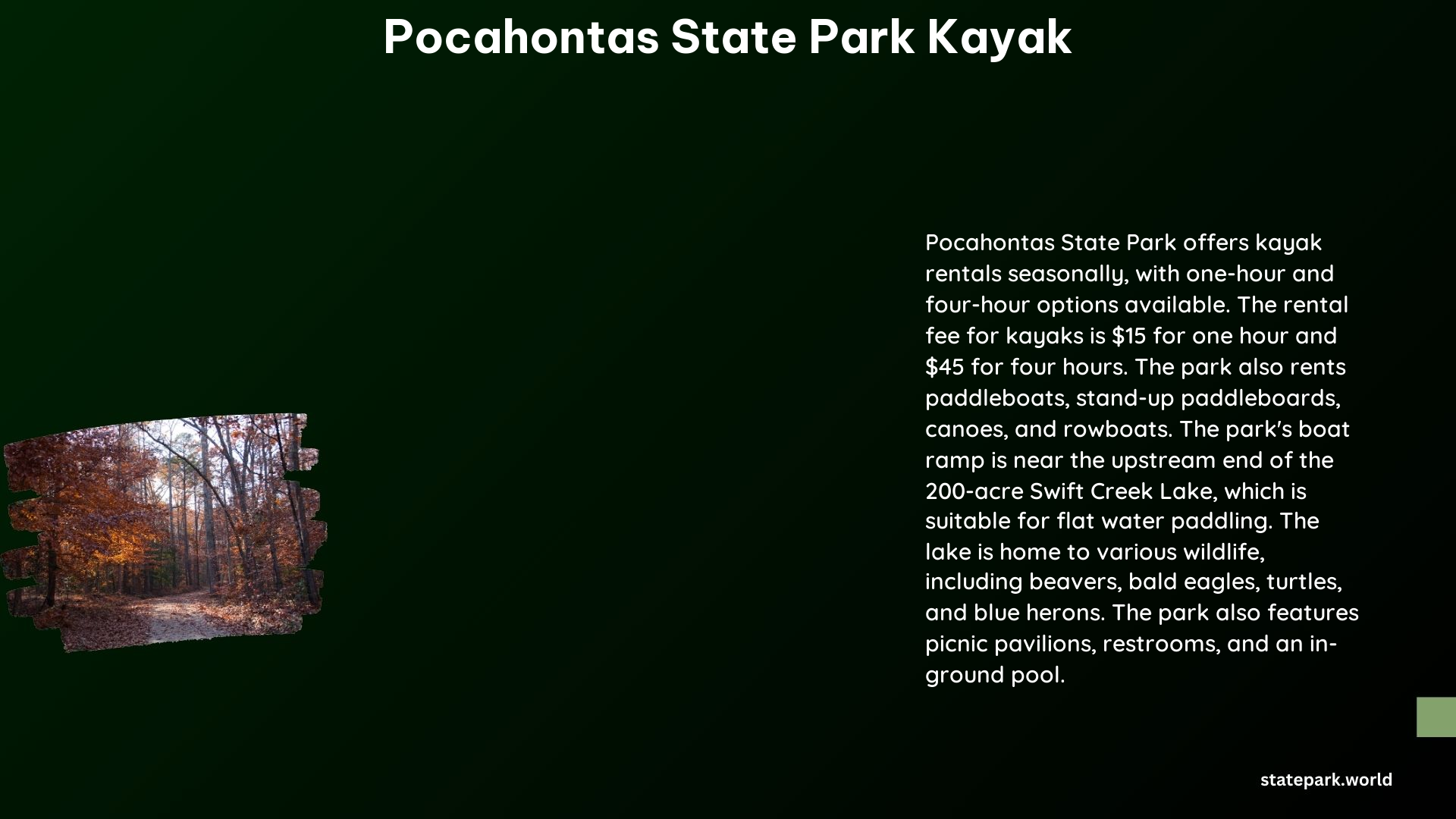 Pocahontas State Park Kayak