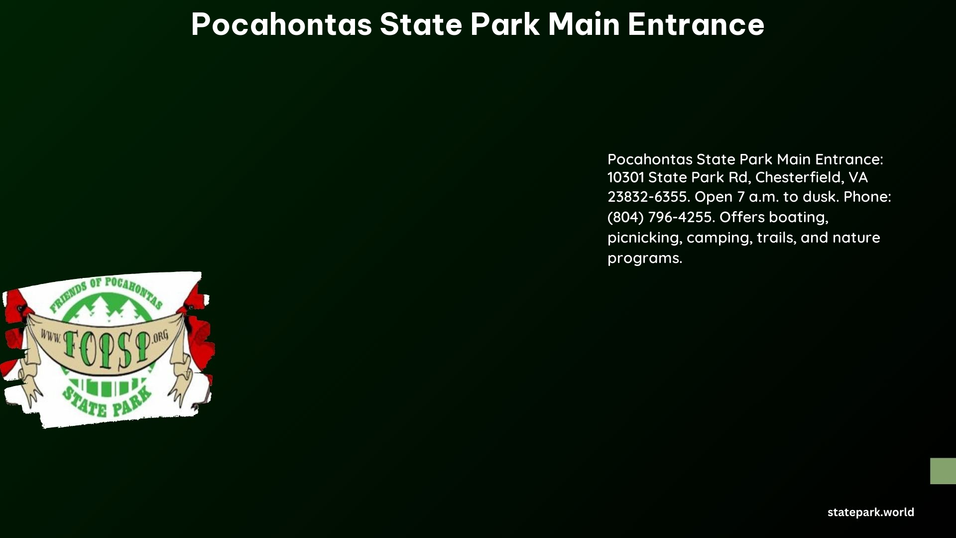 Pocahontas State Park Main Entrance