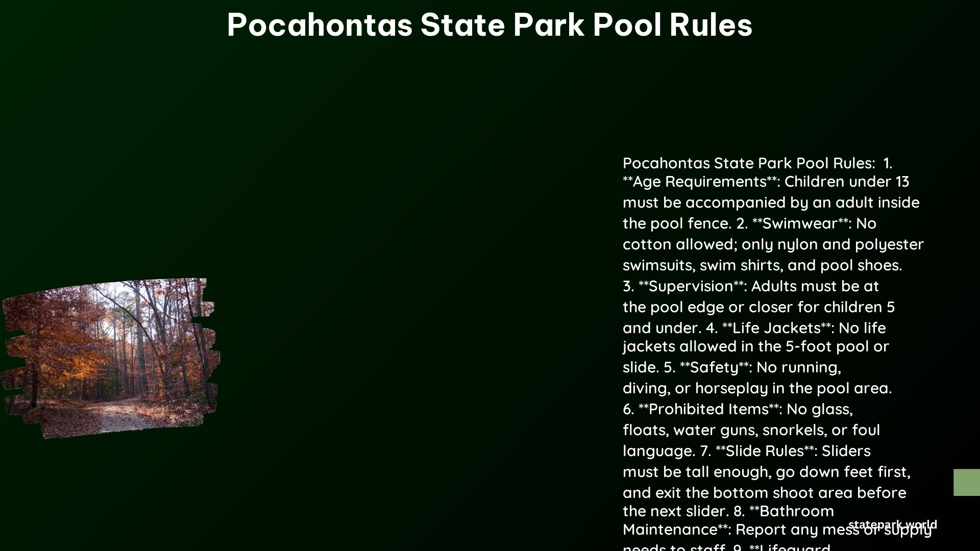 Pocahontas State Park Pool Rules