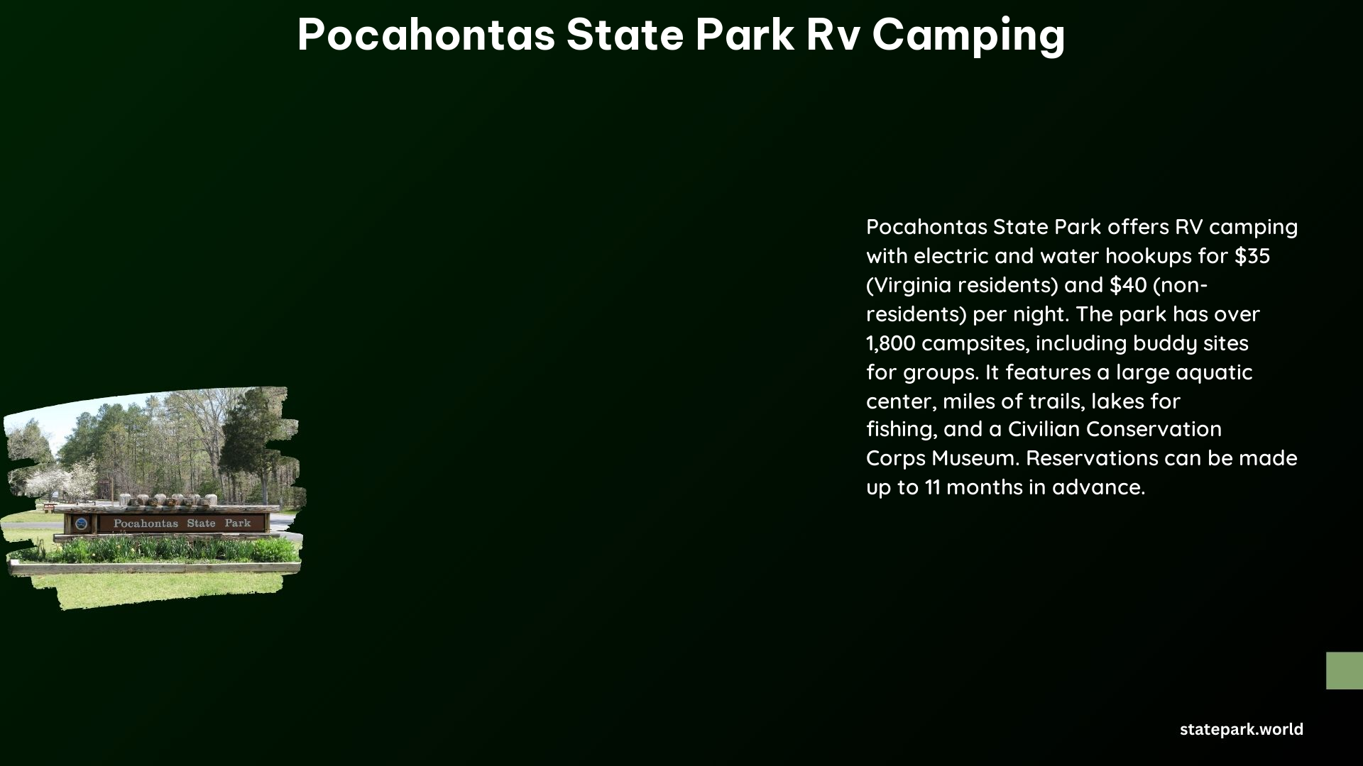 Pocahontas State Park RV Camping