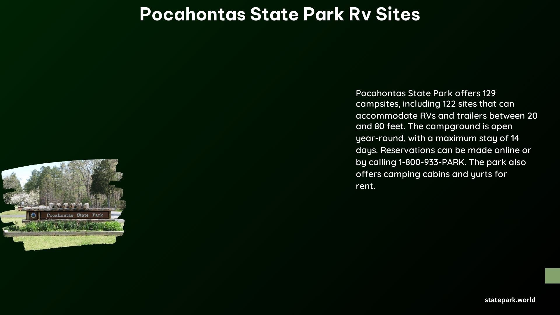 Pocahontas State Park RV Sites