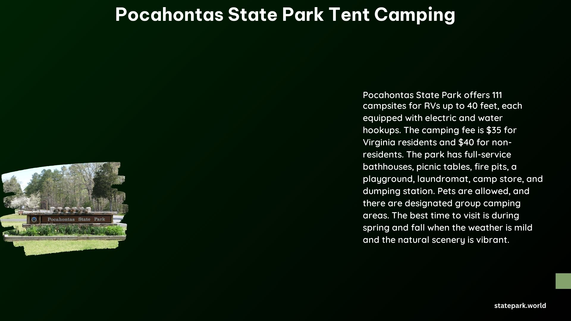 Pocahontas State Park Tent Camping