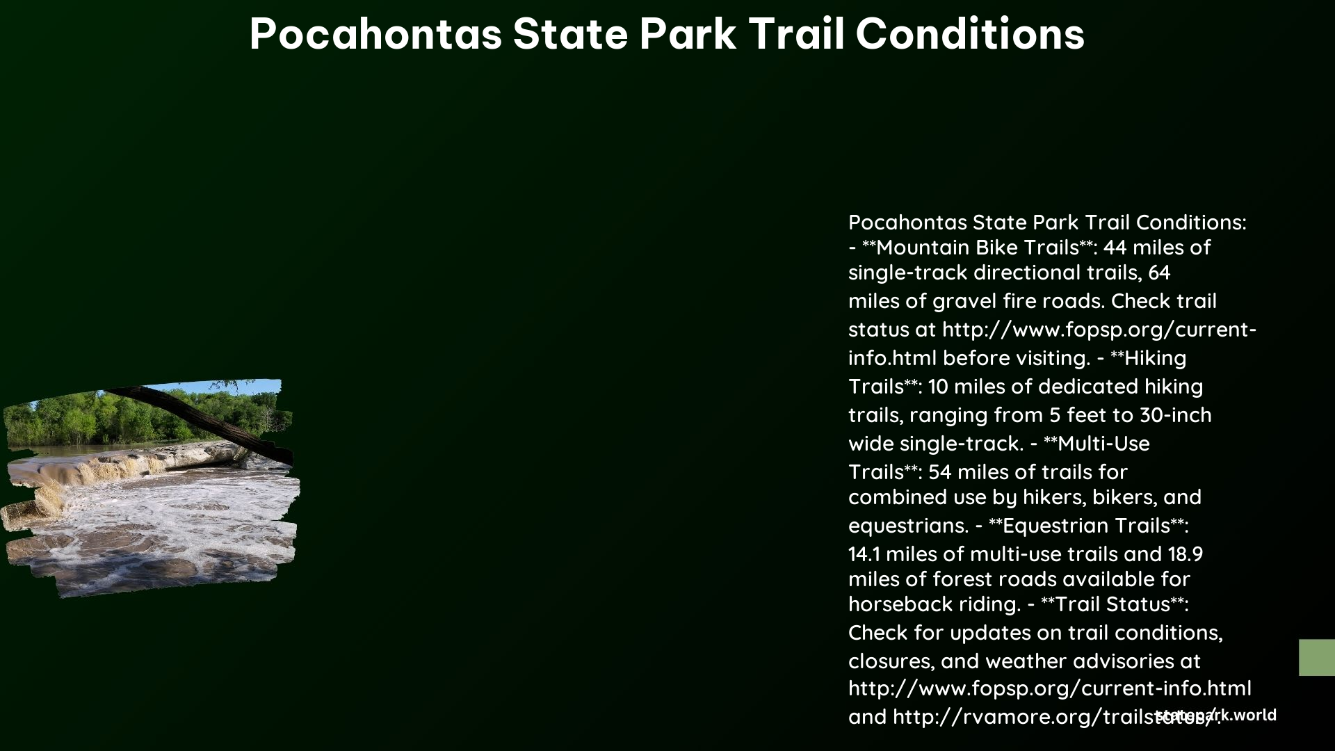 Pocahontas State Park Trail Conditions