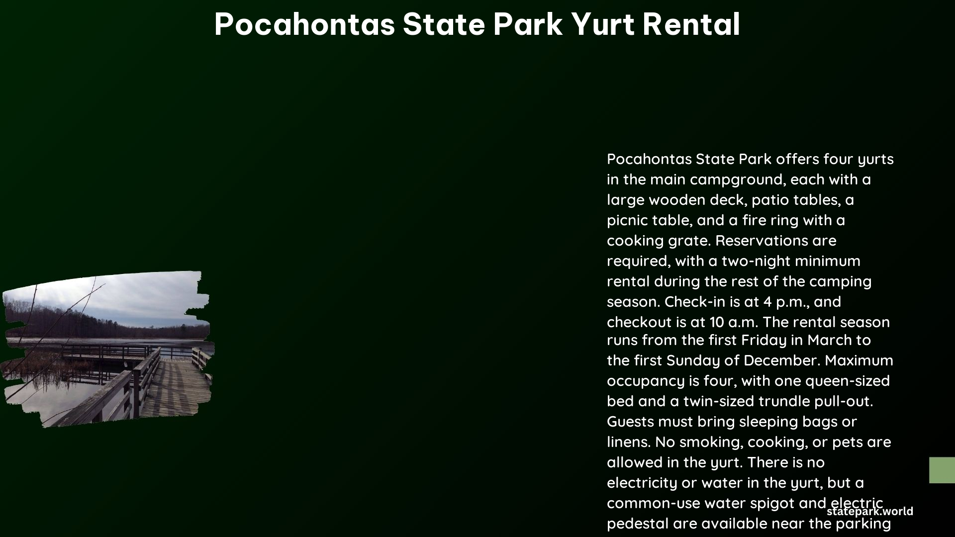 Pocahontas State Park Yurt Rental