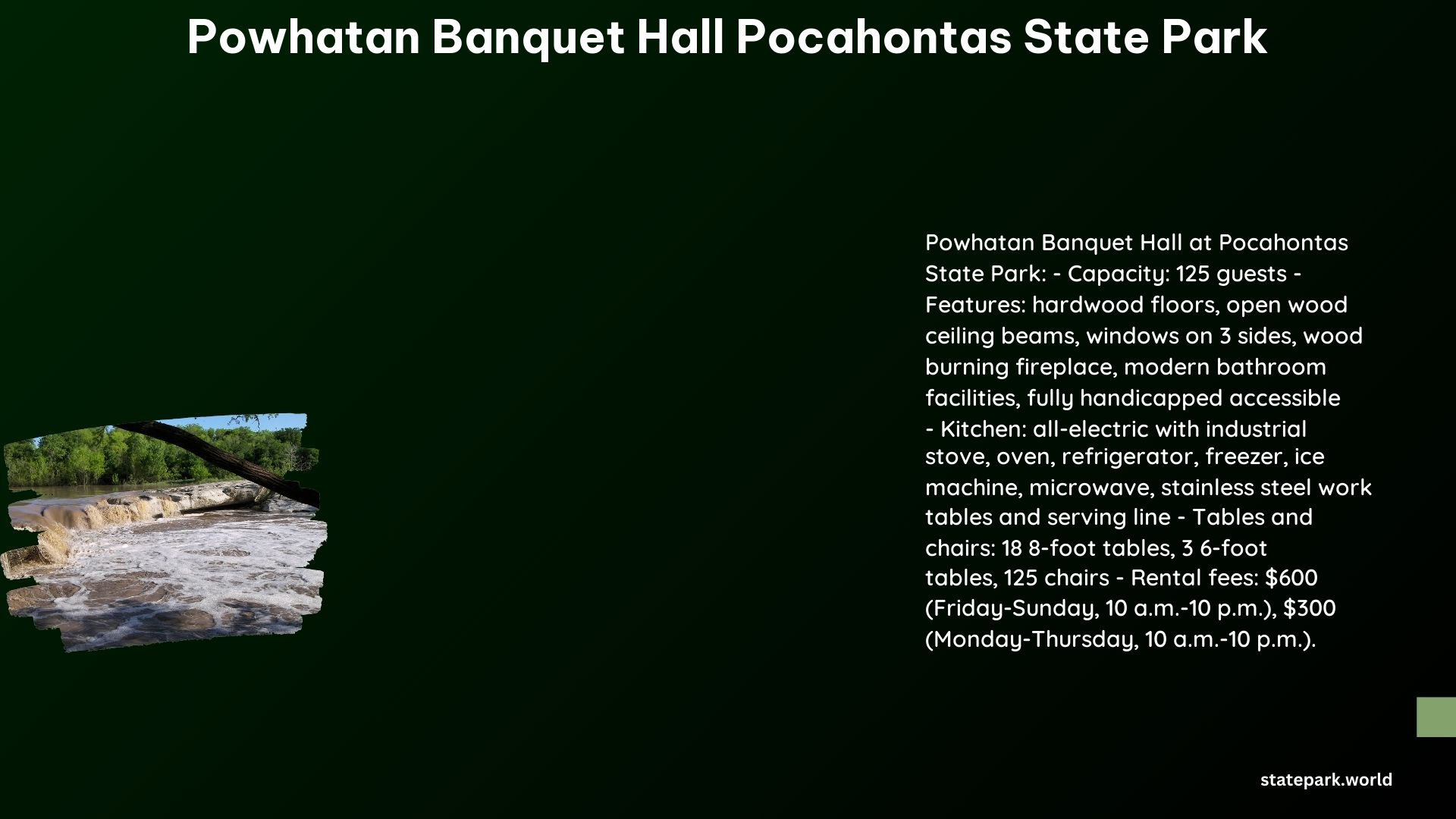 Powhatan Banquet Hall Pocahontas State Park