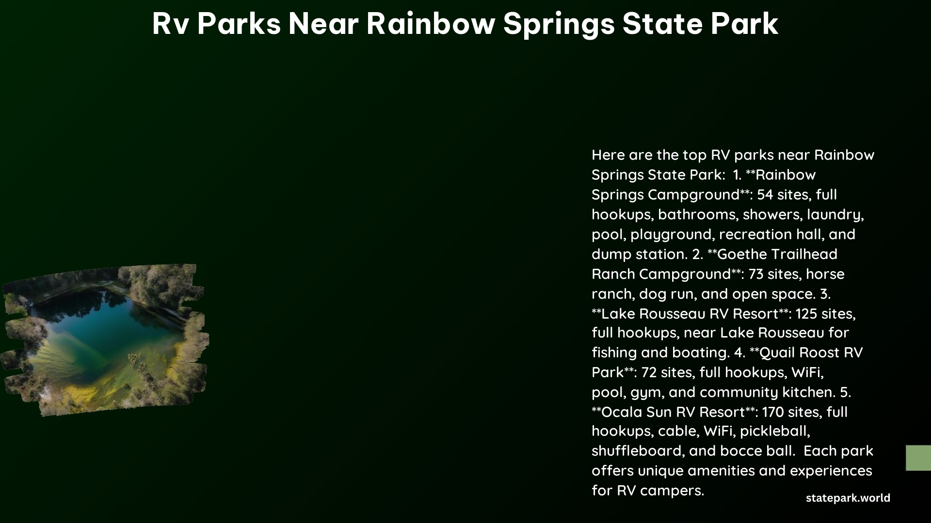 RV Parks Near Rainbow Springs State Park