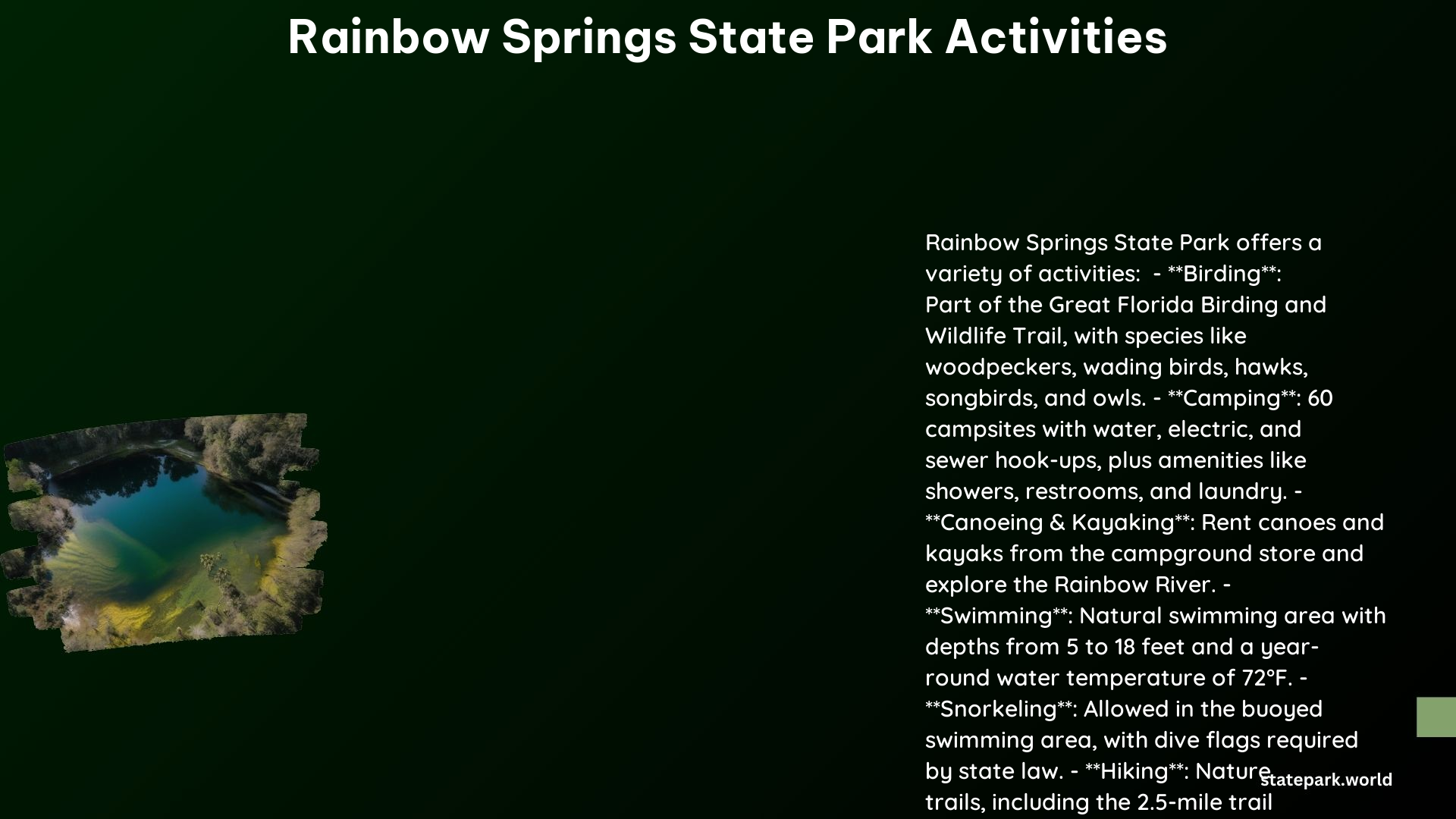 Rainbow Springs State Park Activities