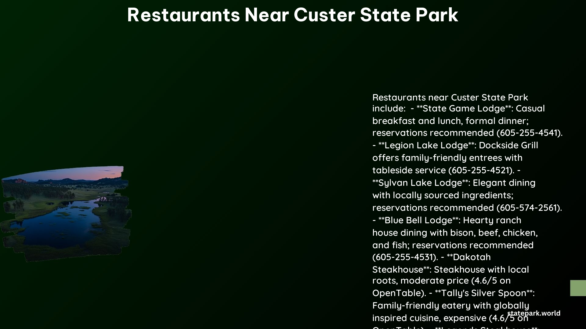 Restaurants Near Custer State Park