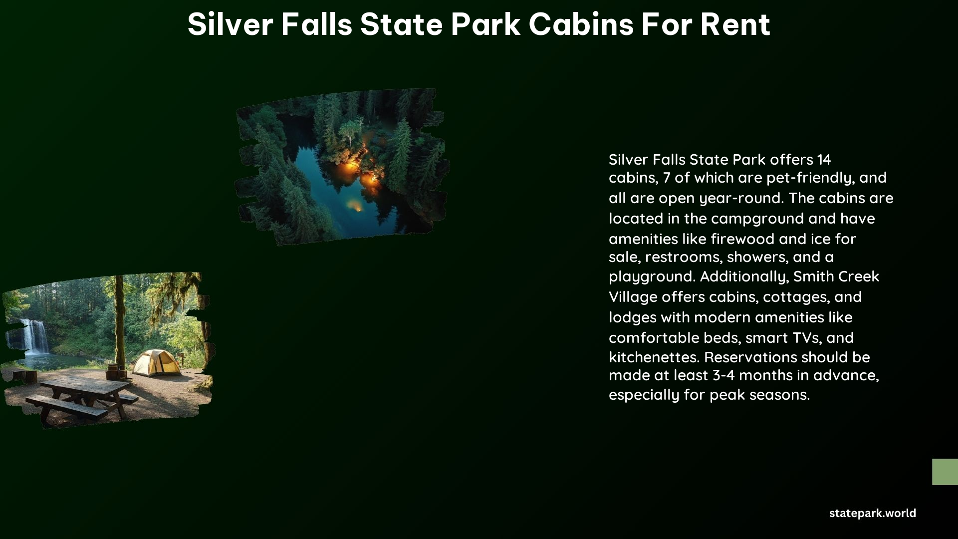 Silver Falls State Park Cabins for Rent