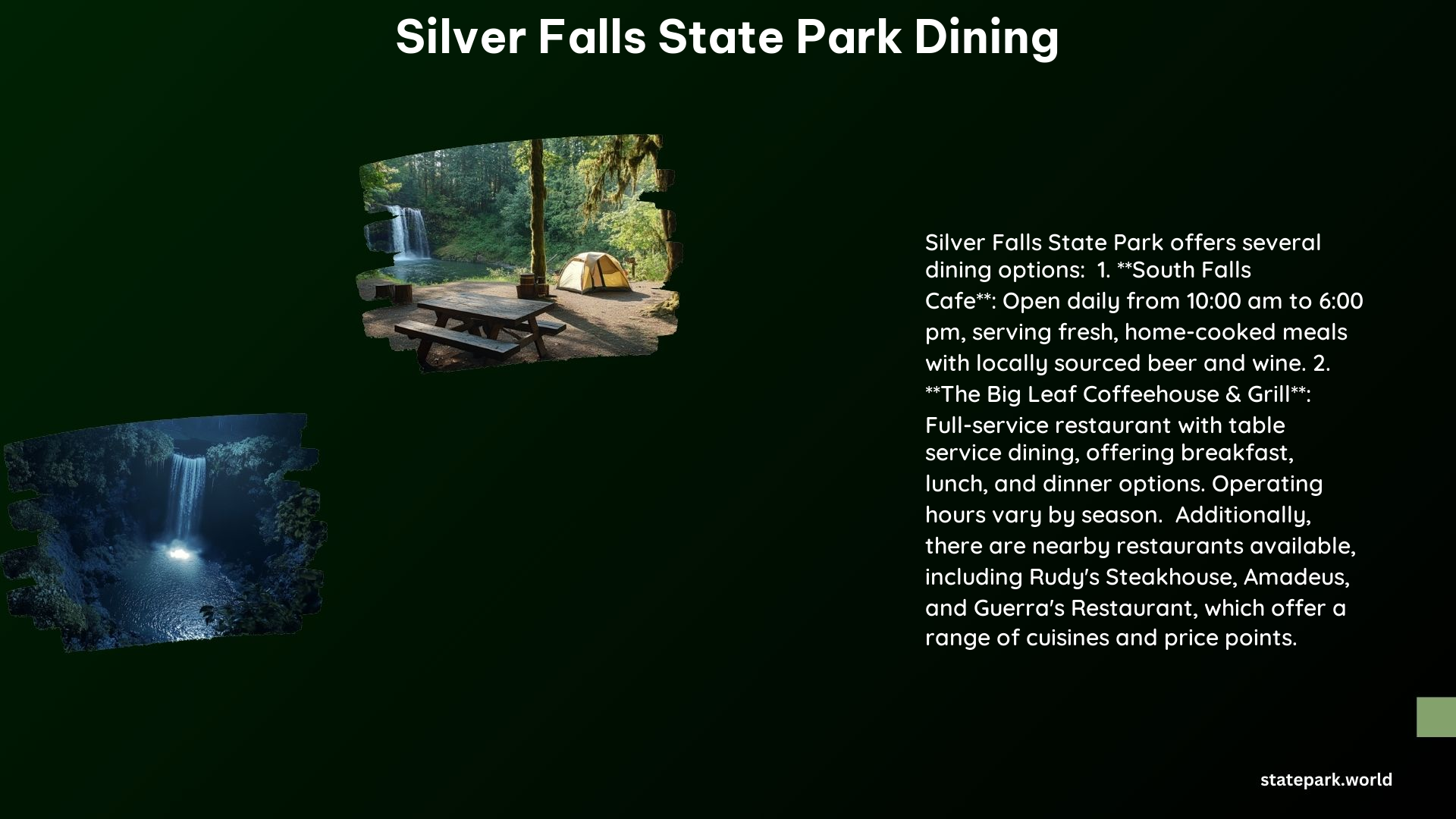 Silver Falls State Park Dining