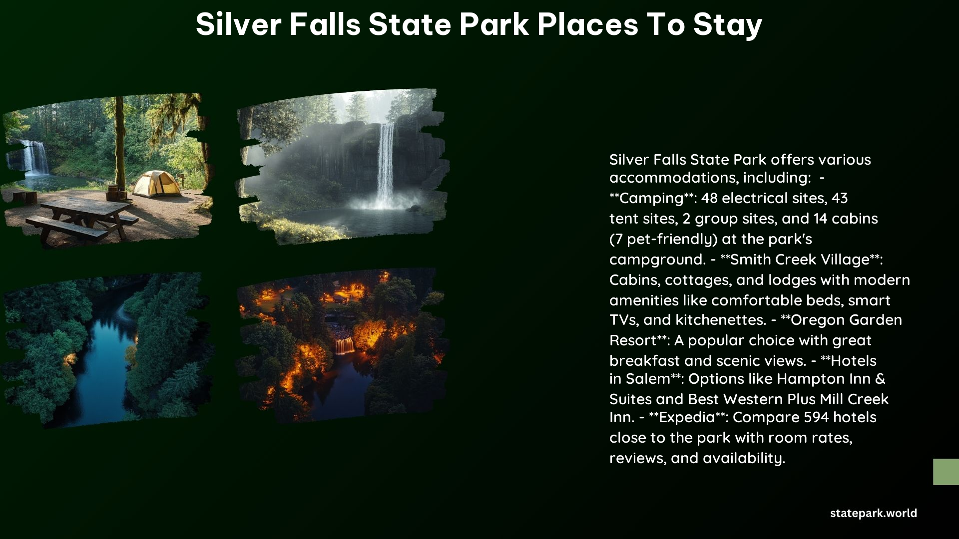 Silver Falls State Park Places to Stay