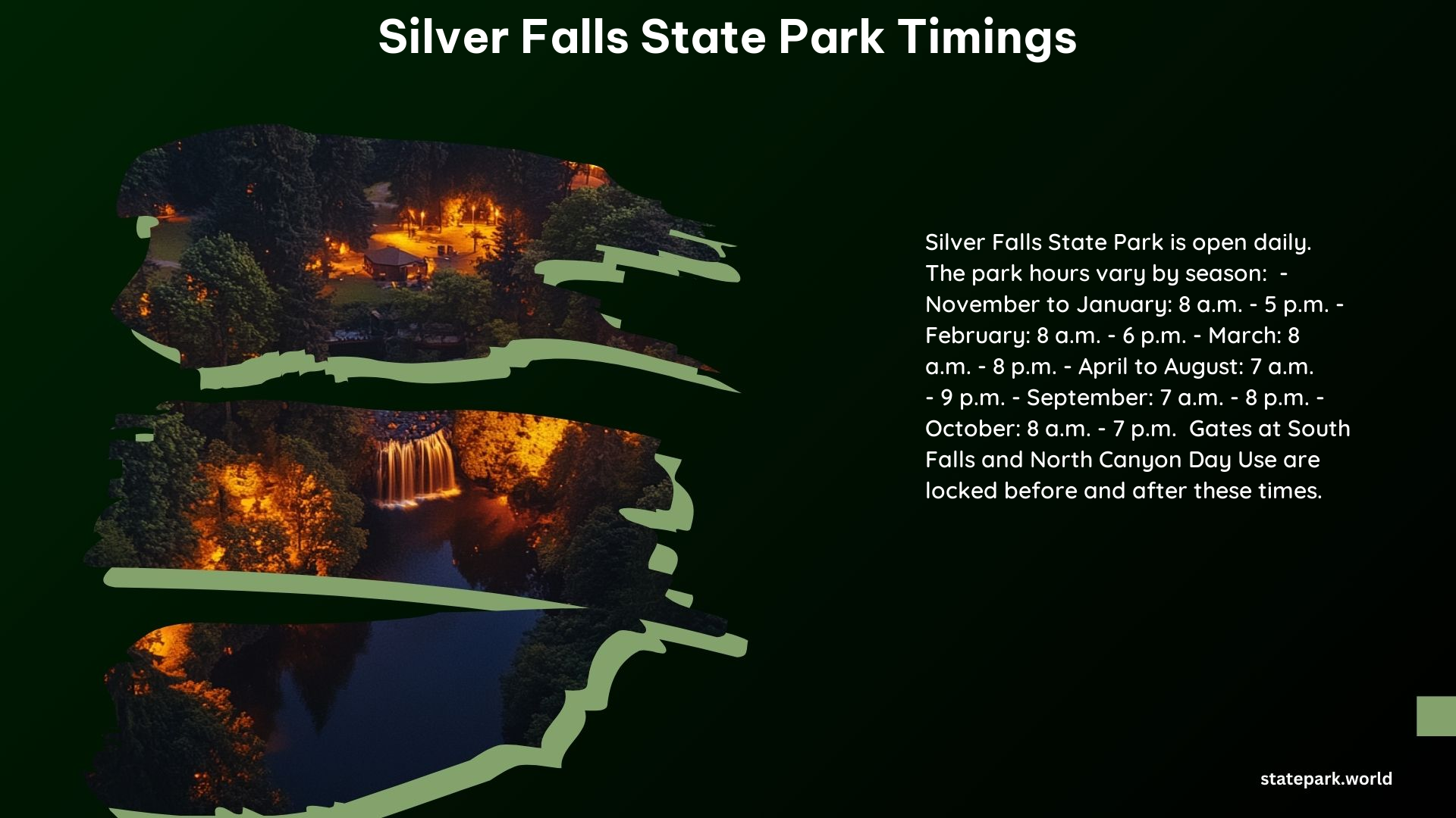 Silver Falls State Park Timings