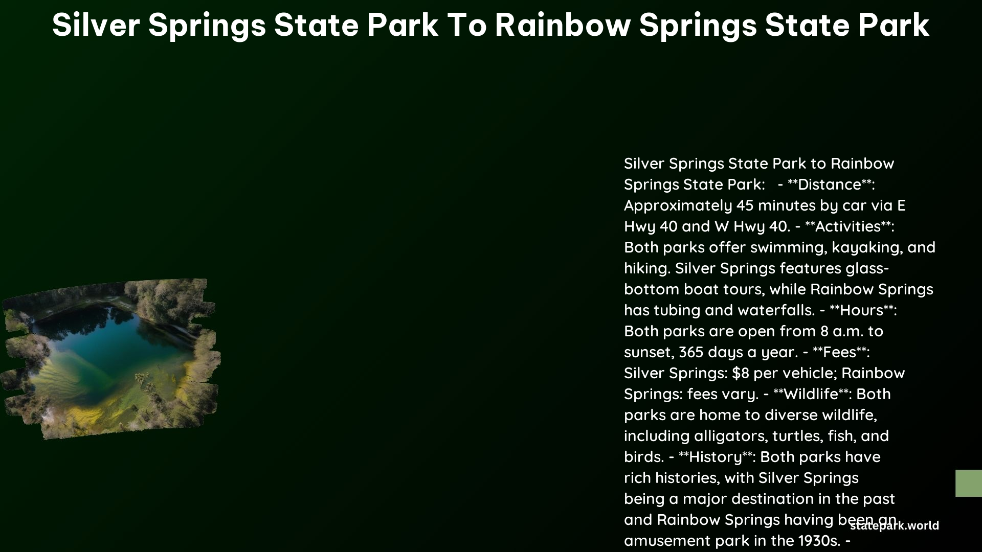 Silver Springs State Park to Rainbow Springs State Park