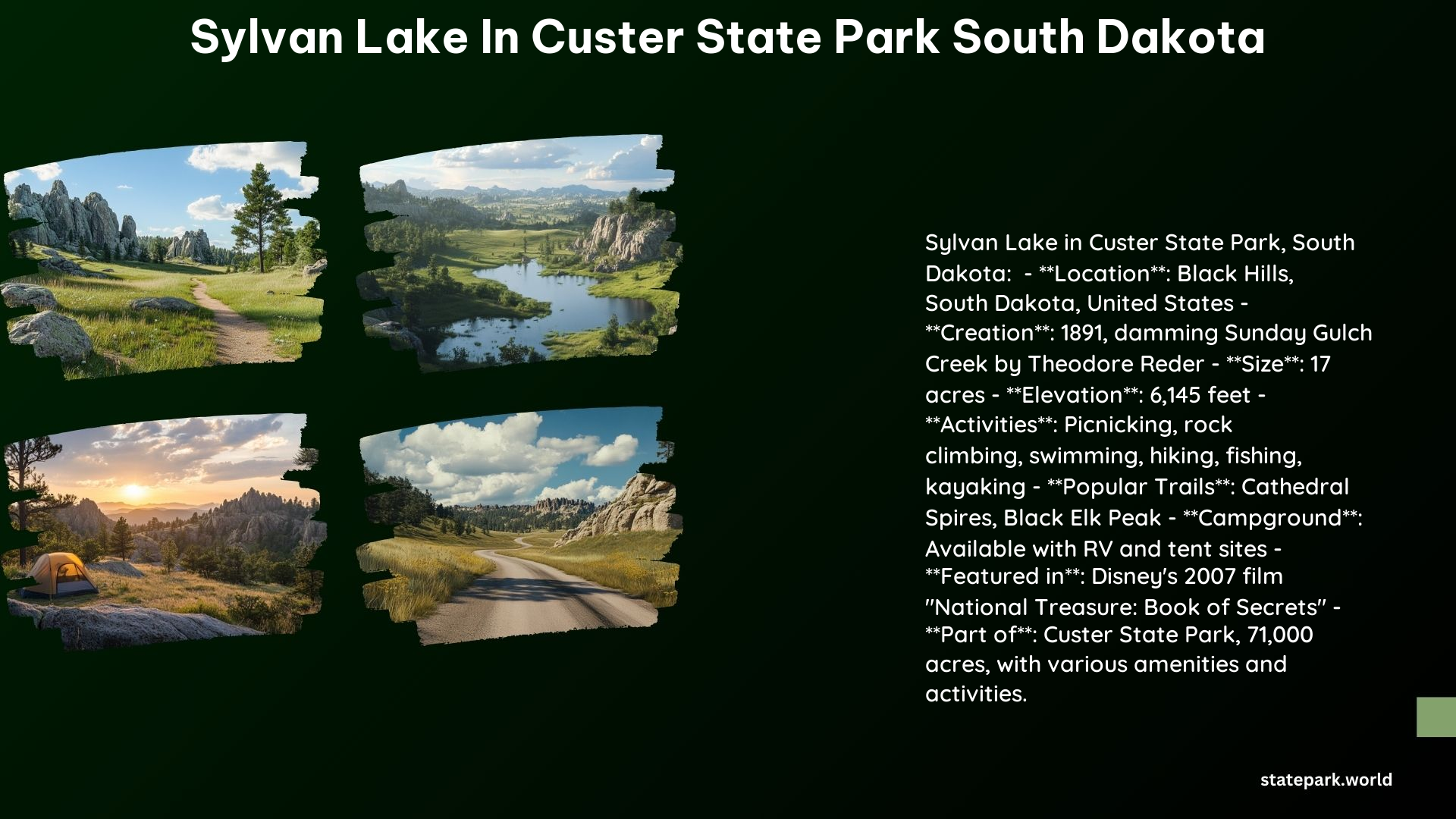 Sylvan Lake in Custer State Park South Dakota