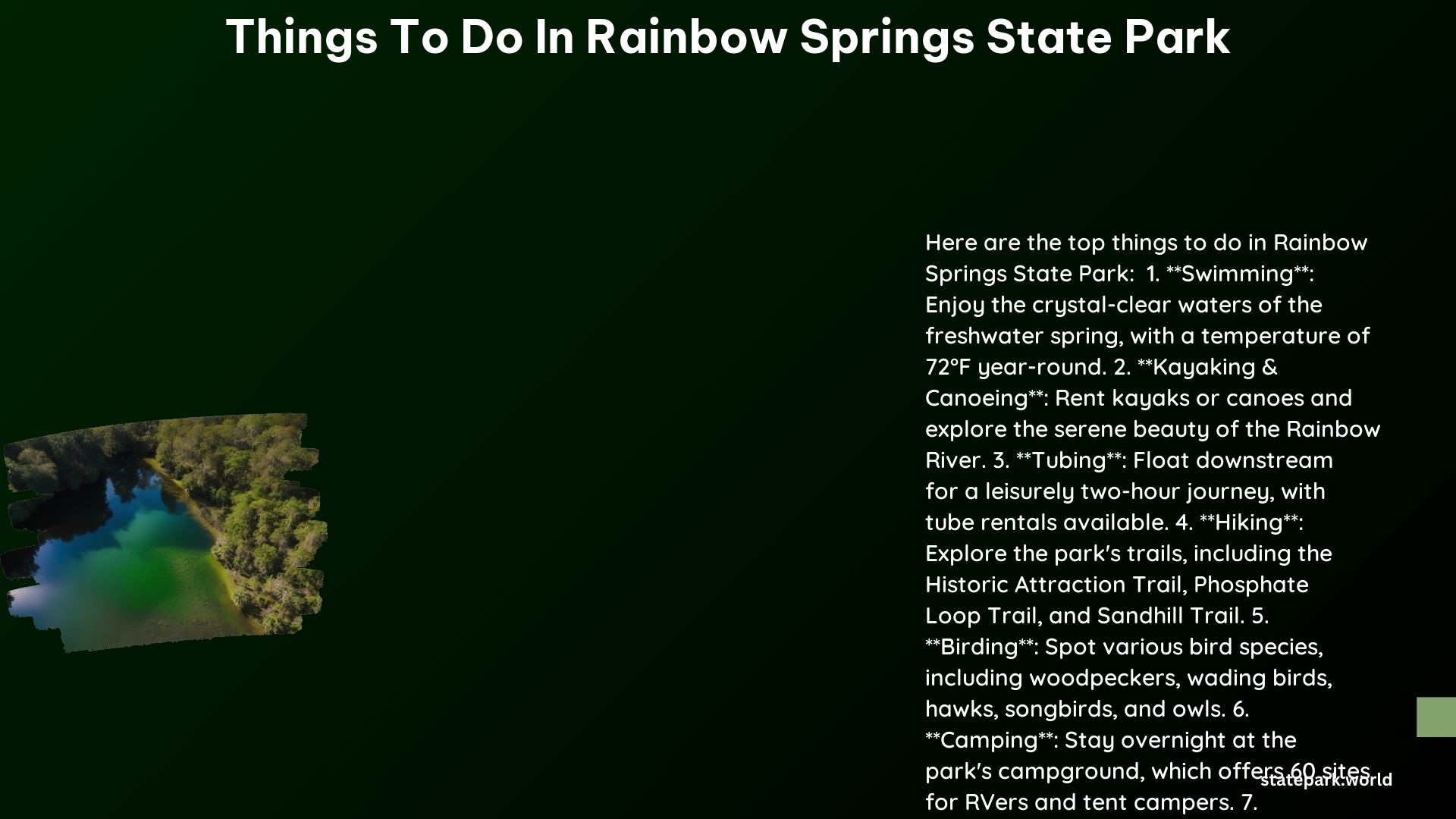 Things to Do in Rainbow Springs State Park