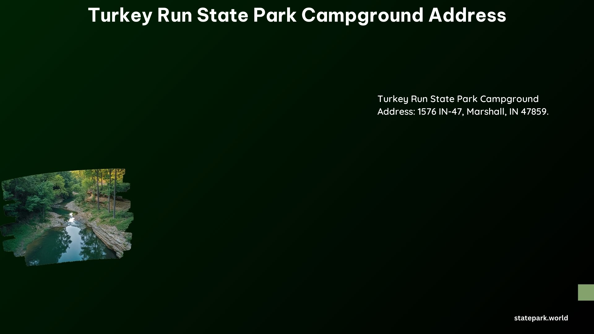 Turkey Run State Park Campground Address