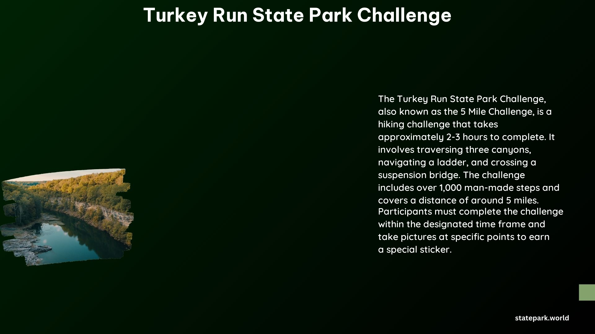 Turkey Run State Park Challenge