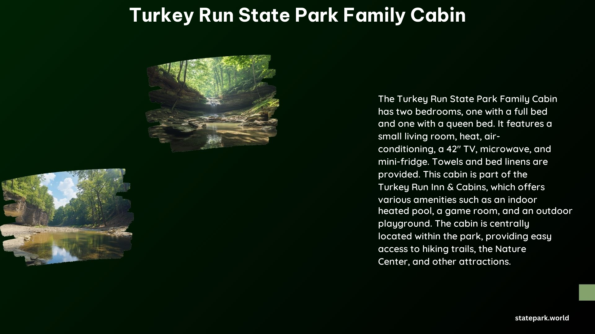 Turkey Run State Park Family Cabin