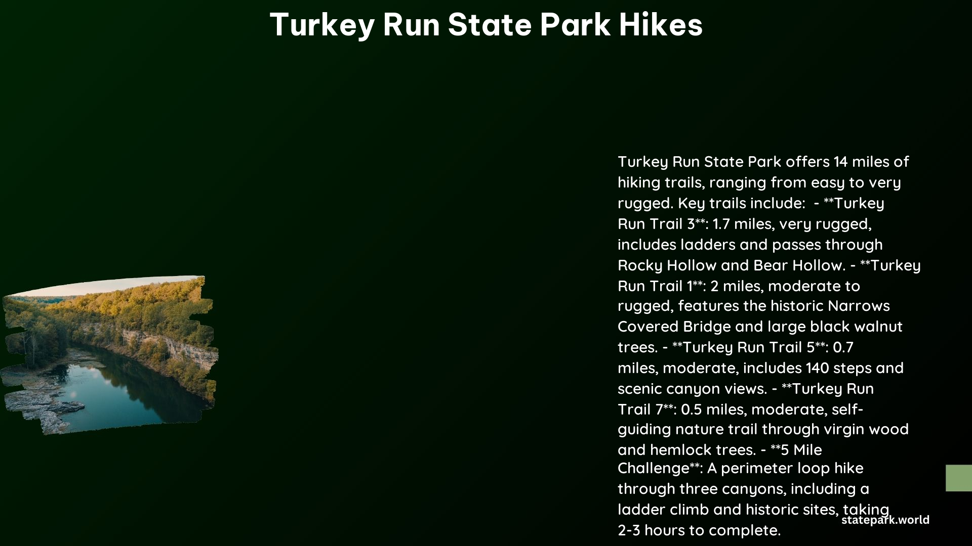 Turkey Run State Park Hikes