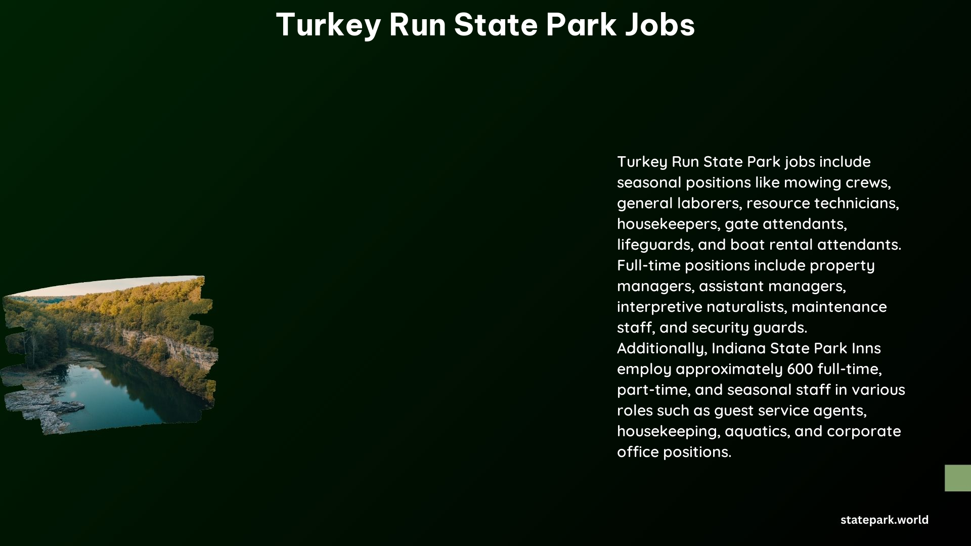 Turkey Run State Park Jobs