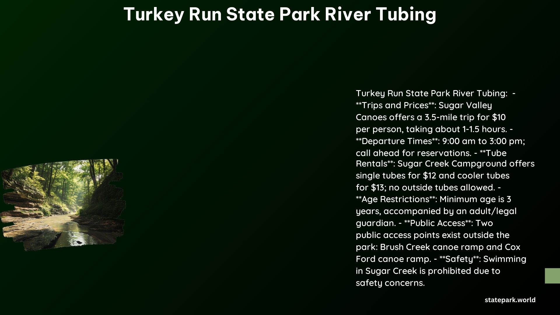 Turkey Run State Park River Tubing